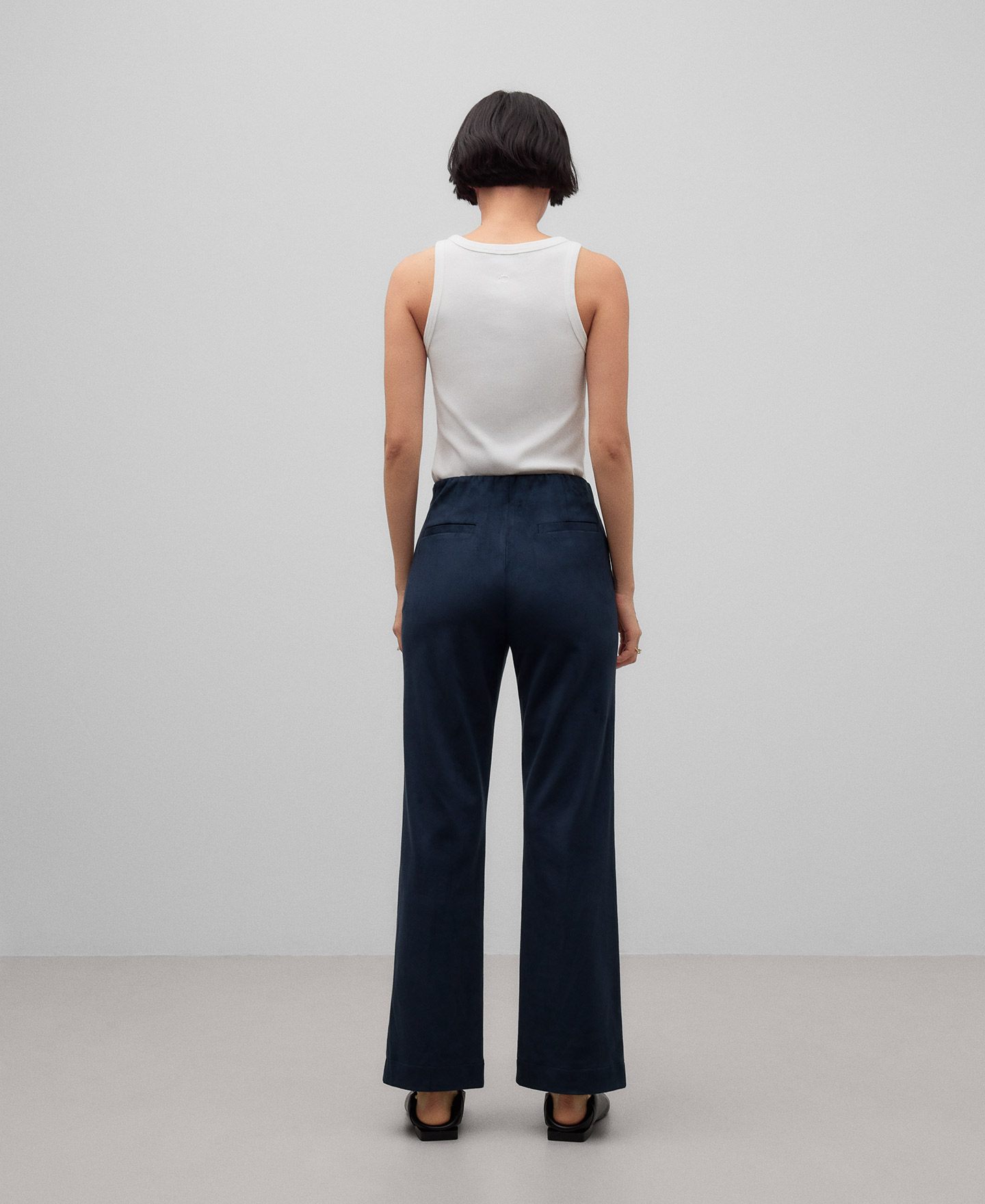 Navy blue ankle-length trousers woman image number 2
