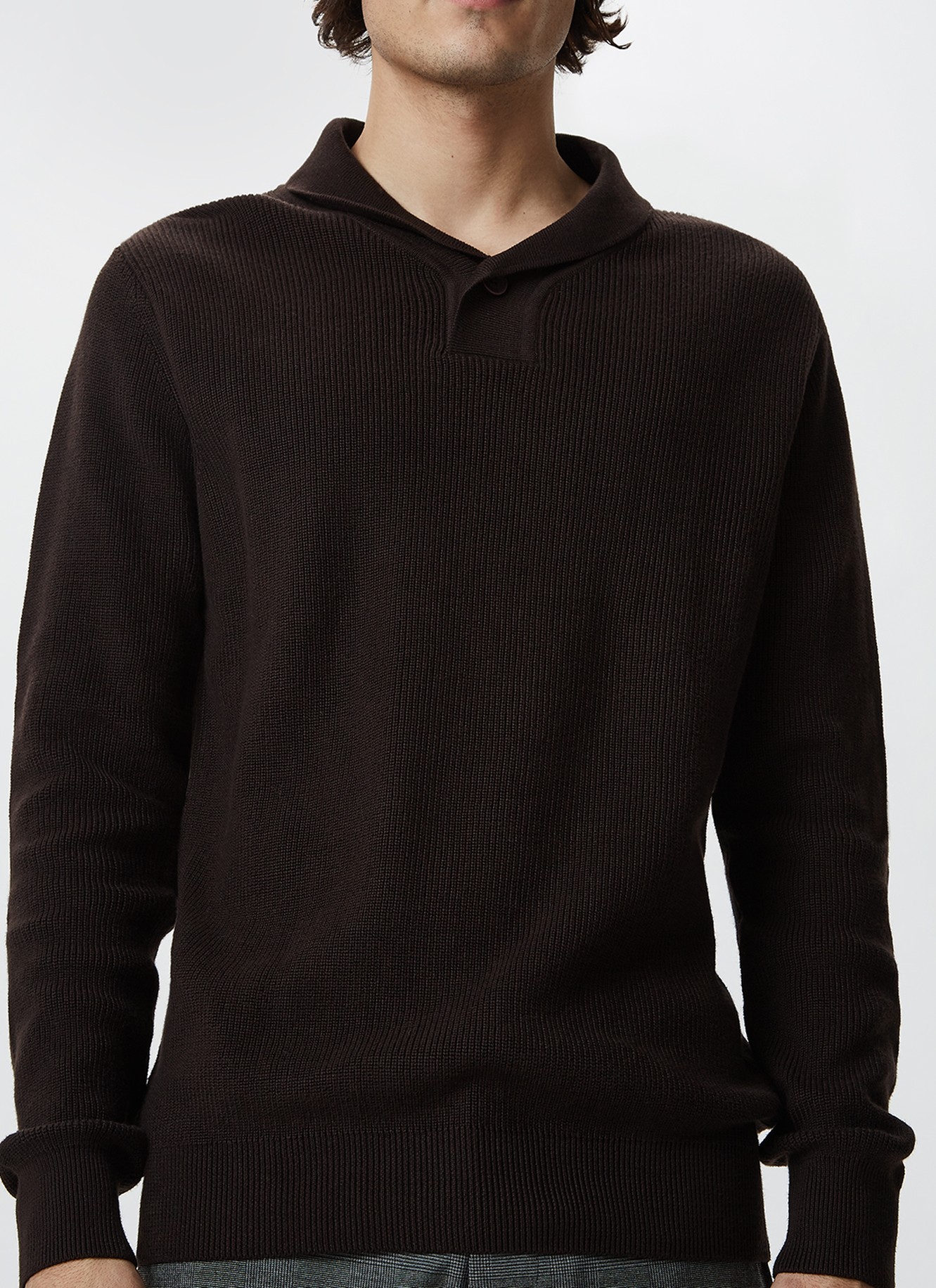 Shawl collar knit sweater image number 0