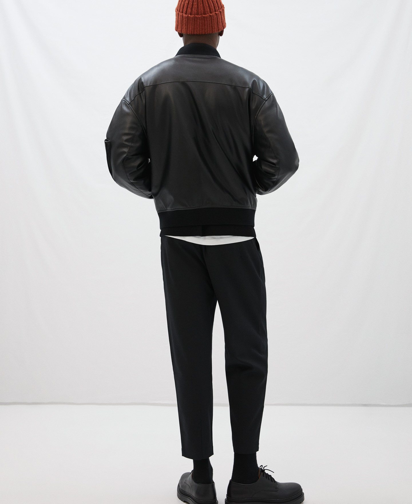 Leather texture oversize bomber image number 4