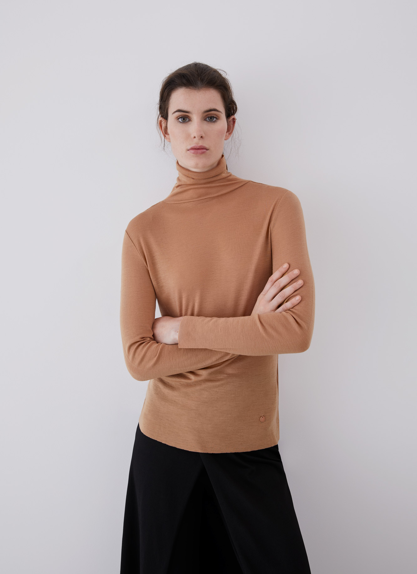 Merino wool sweater with high collar image number 0