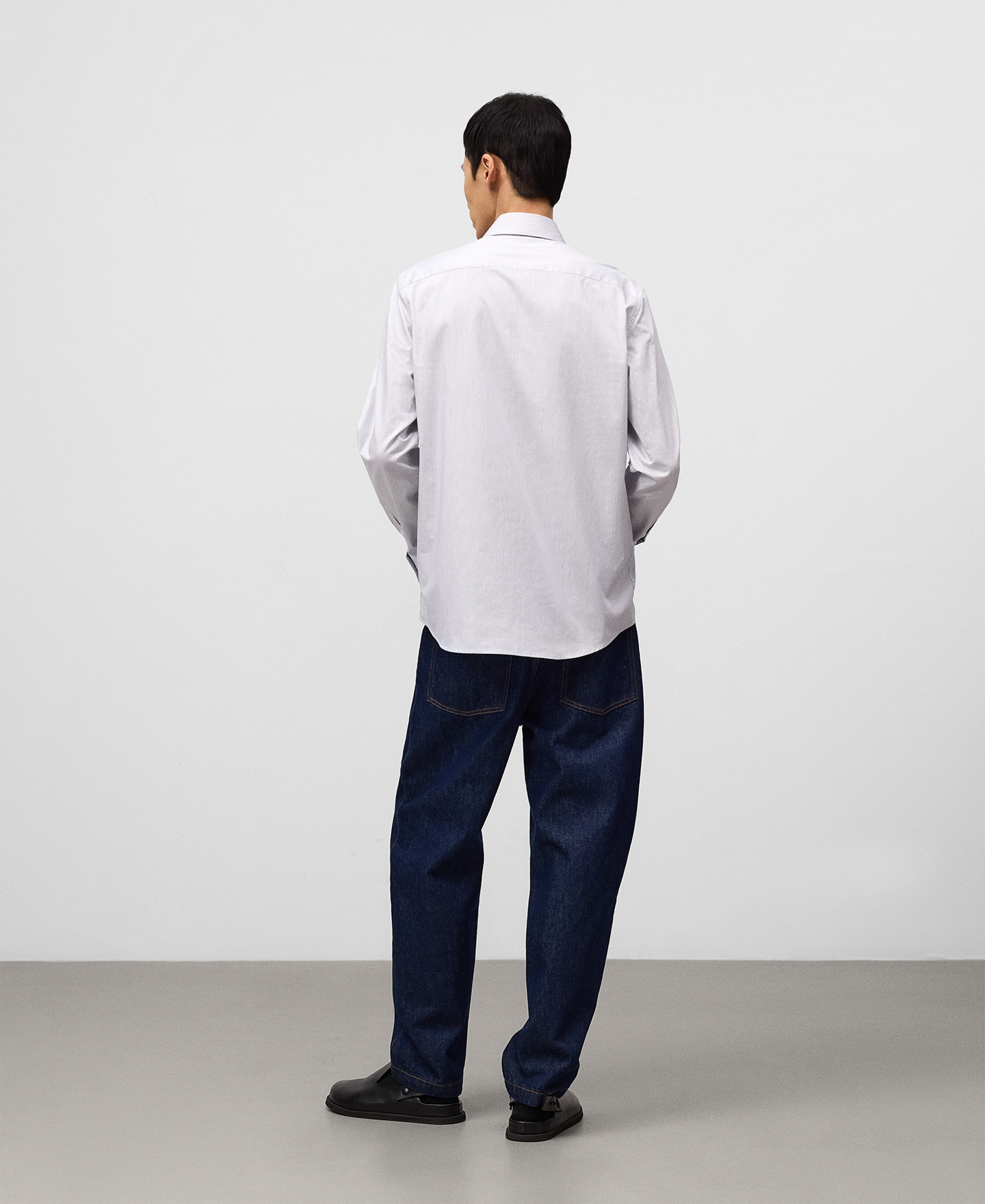 Regular fit micro-pattern shirt man image number 2