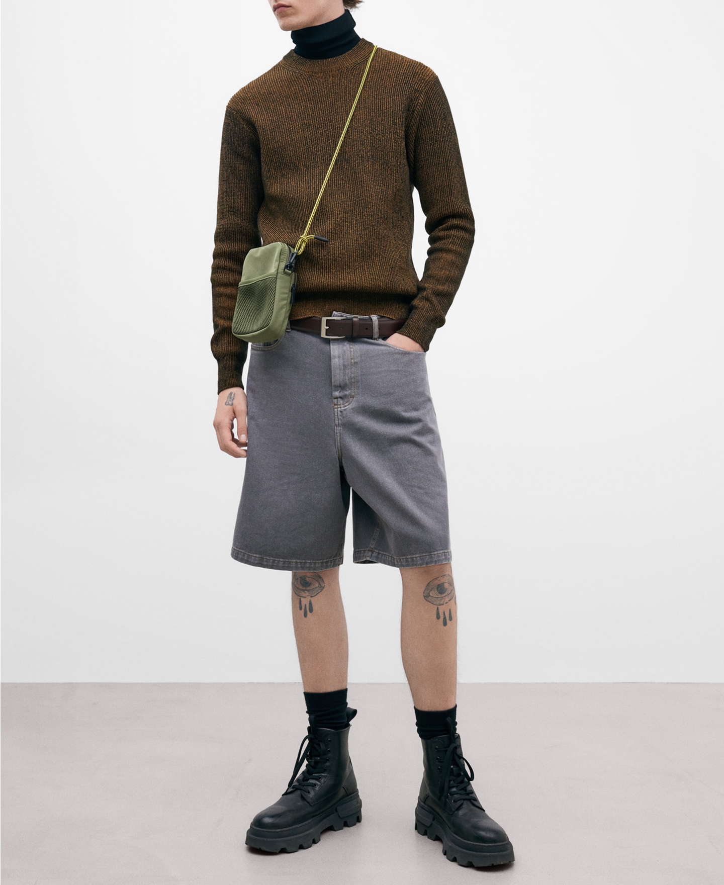 Mixed brown crew neckline sweater image number 1