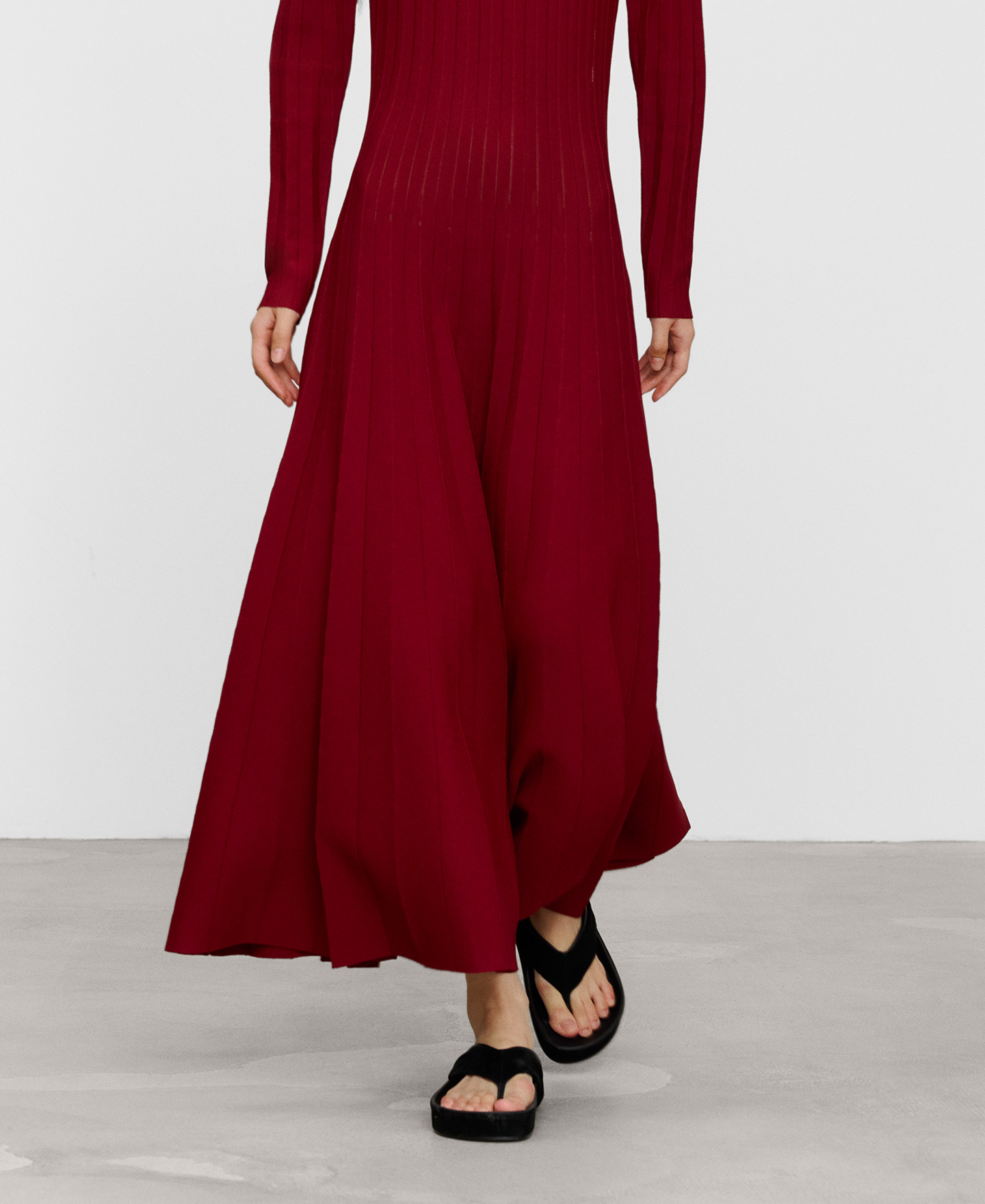 Perkins collar pleated knit dress image number 3