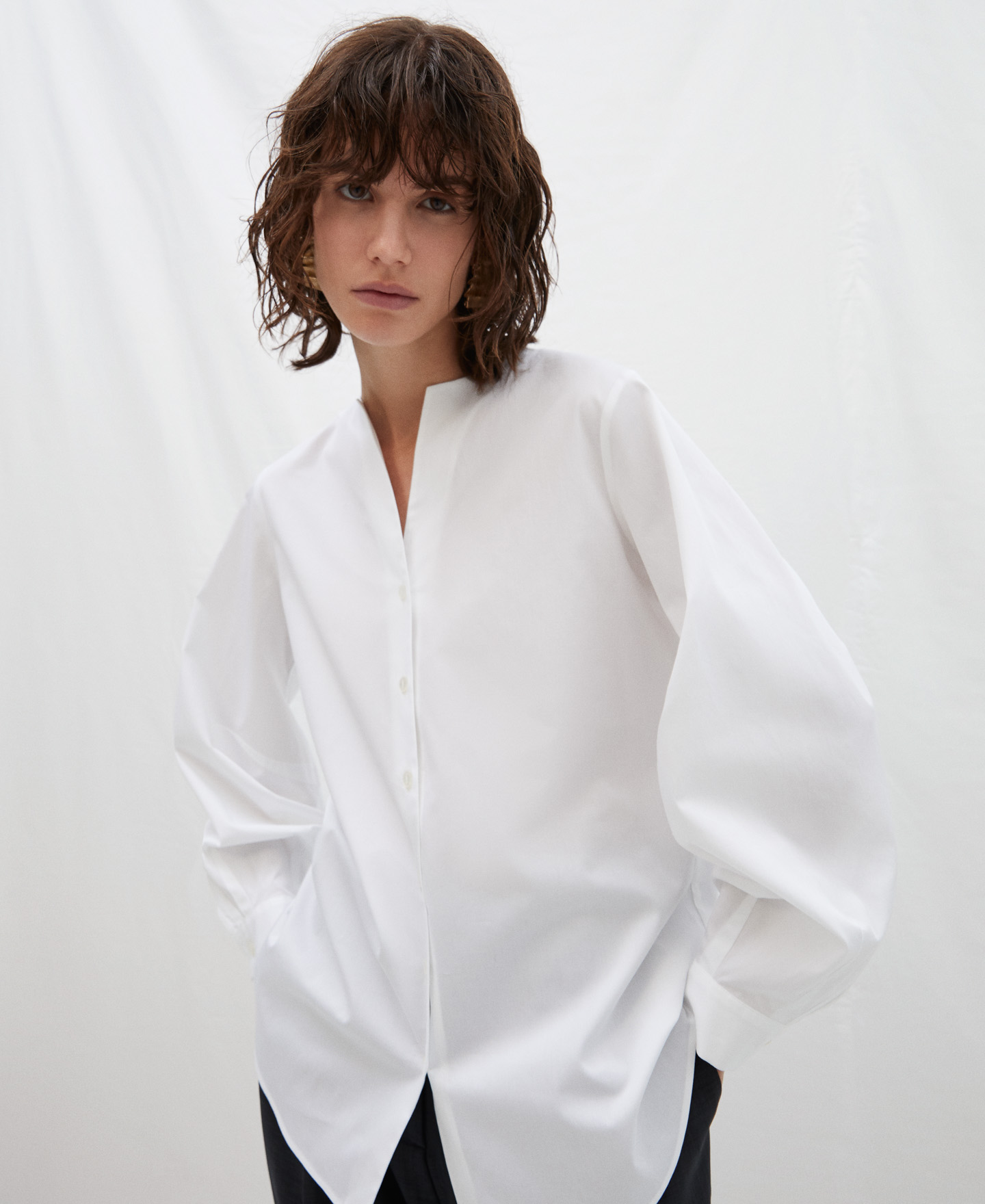 Camisa oversize manga abullonada image number 0