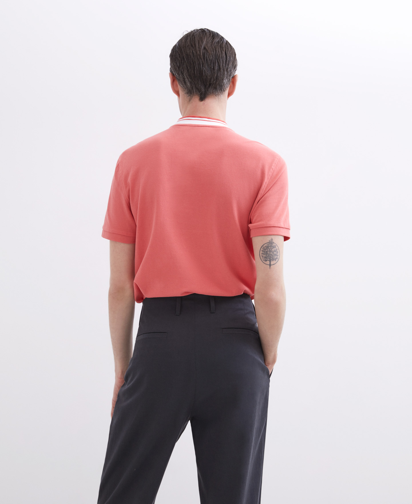 White pique polo shirt image number 1
