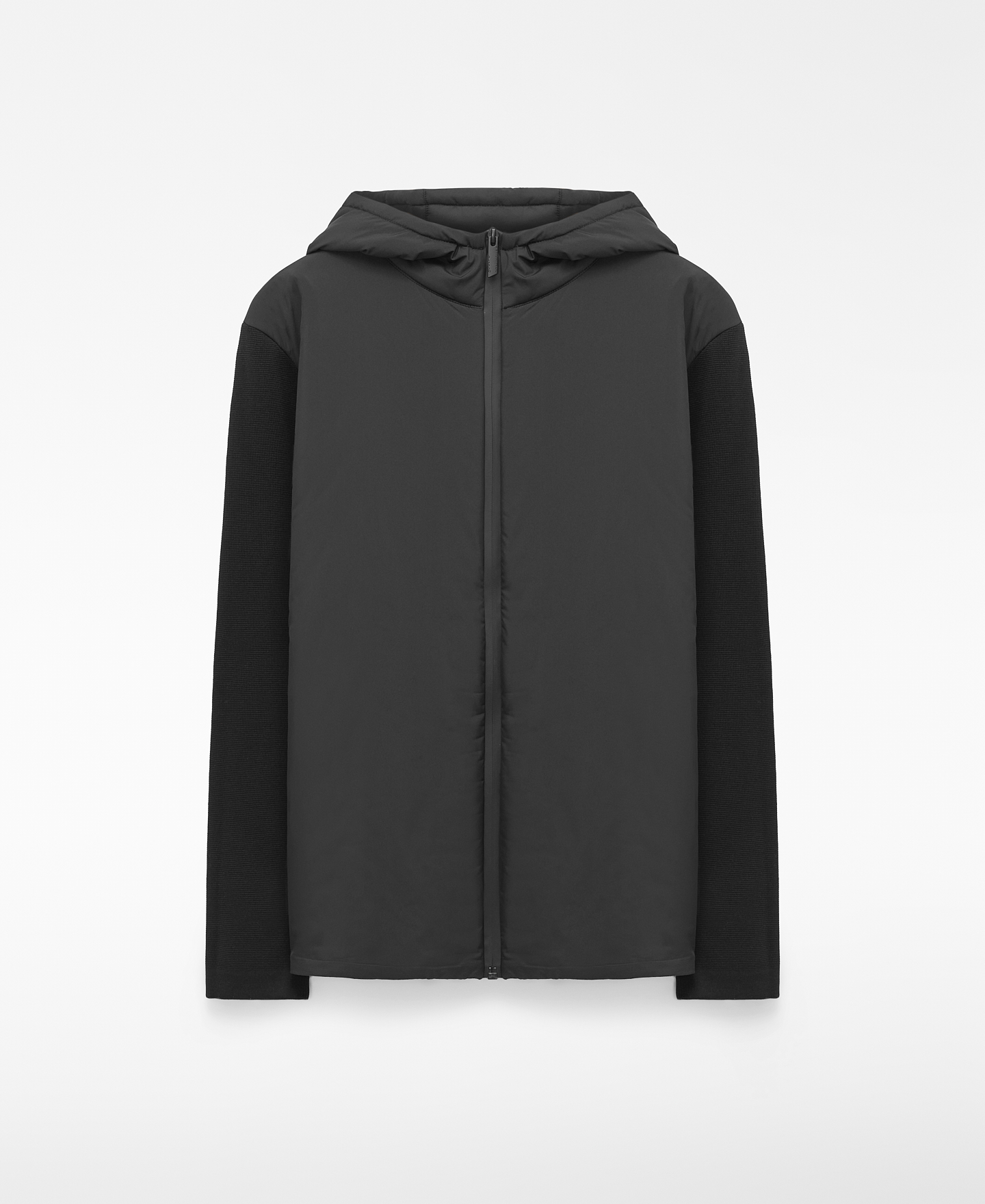 Nylon and knit hooded jacket image number 0