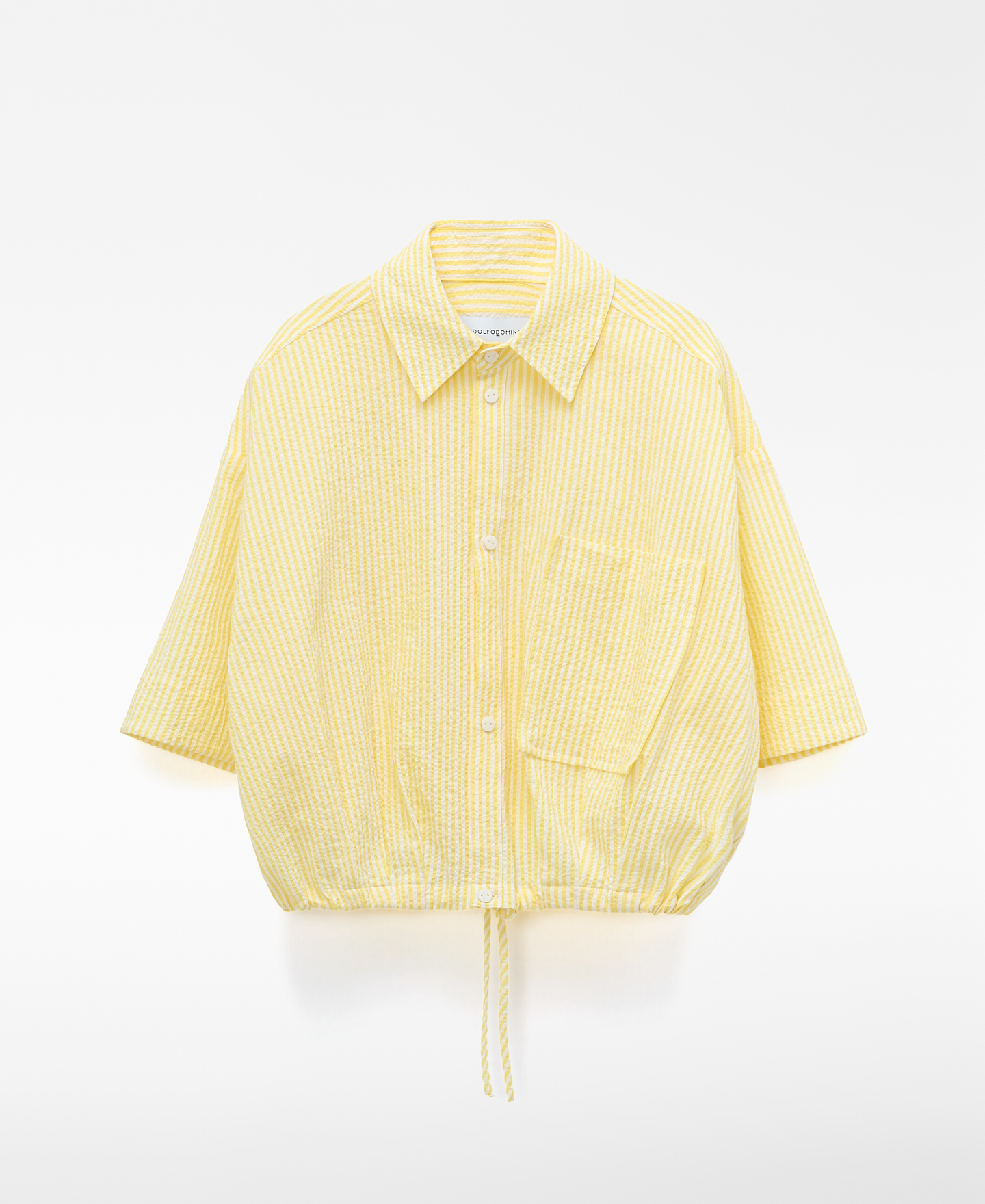 Cotton seersucker striped boxy shirt image number 4