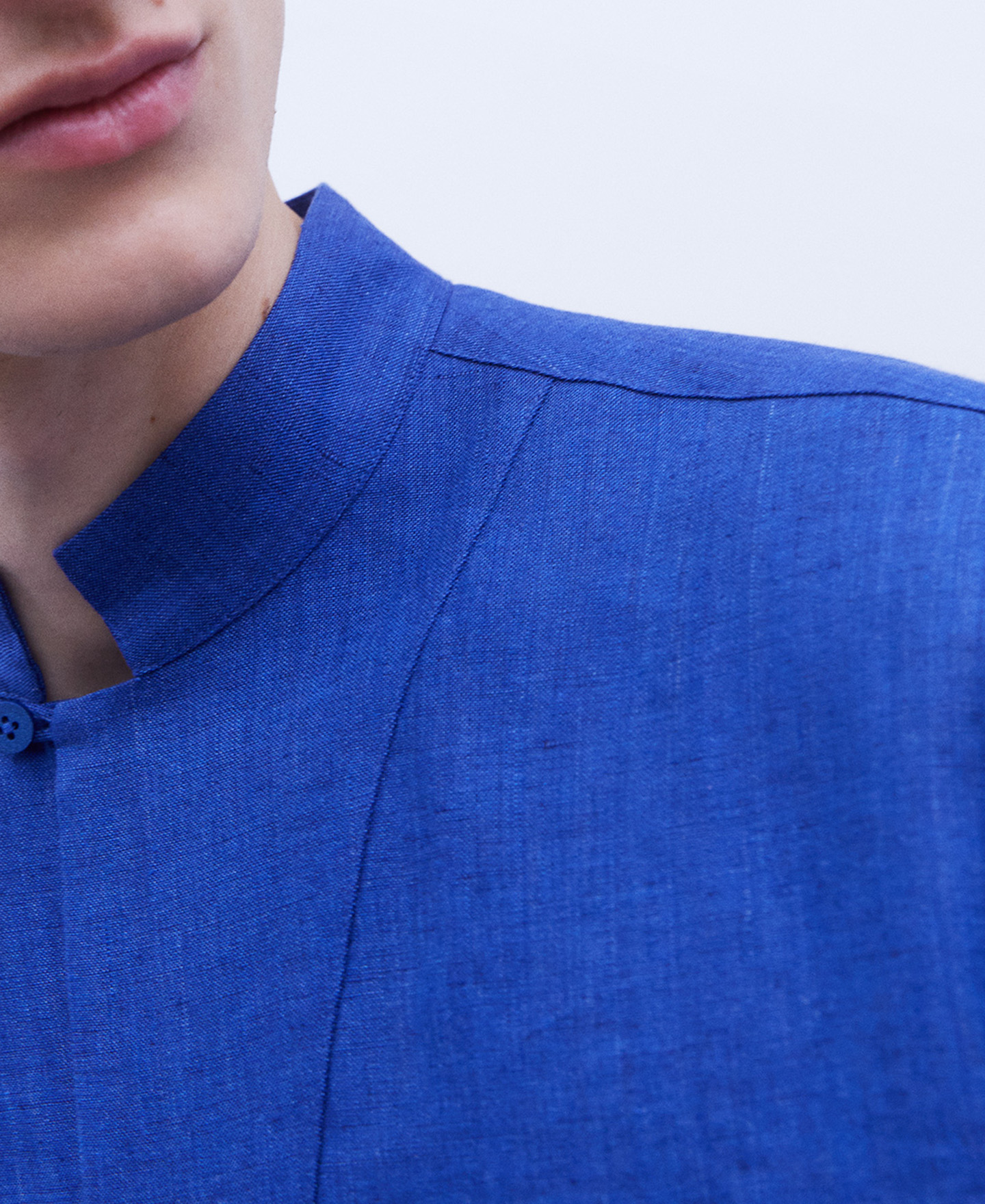 Linen imperial collar overshirt image number 3