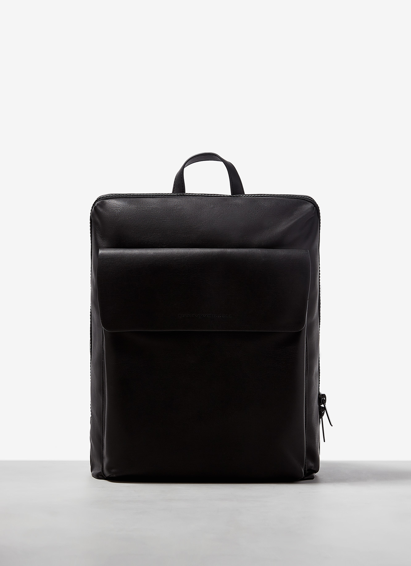 Faux-leather rectangular backpack image number 4