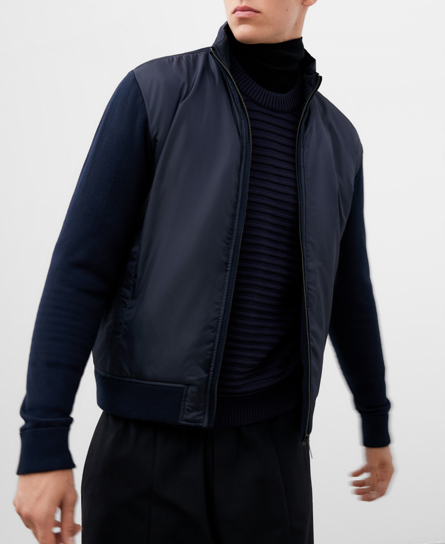 Navy blue cotton cardigan for men image number 0