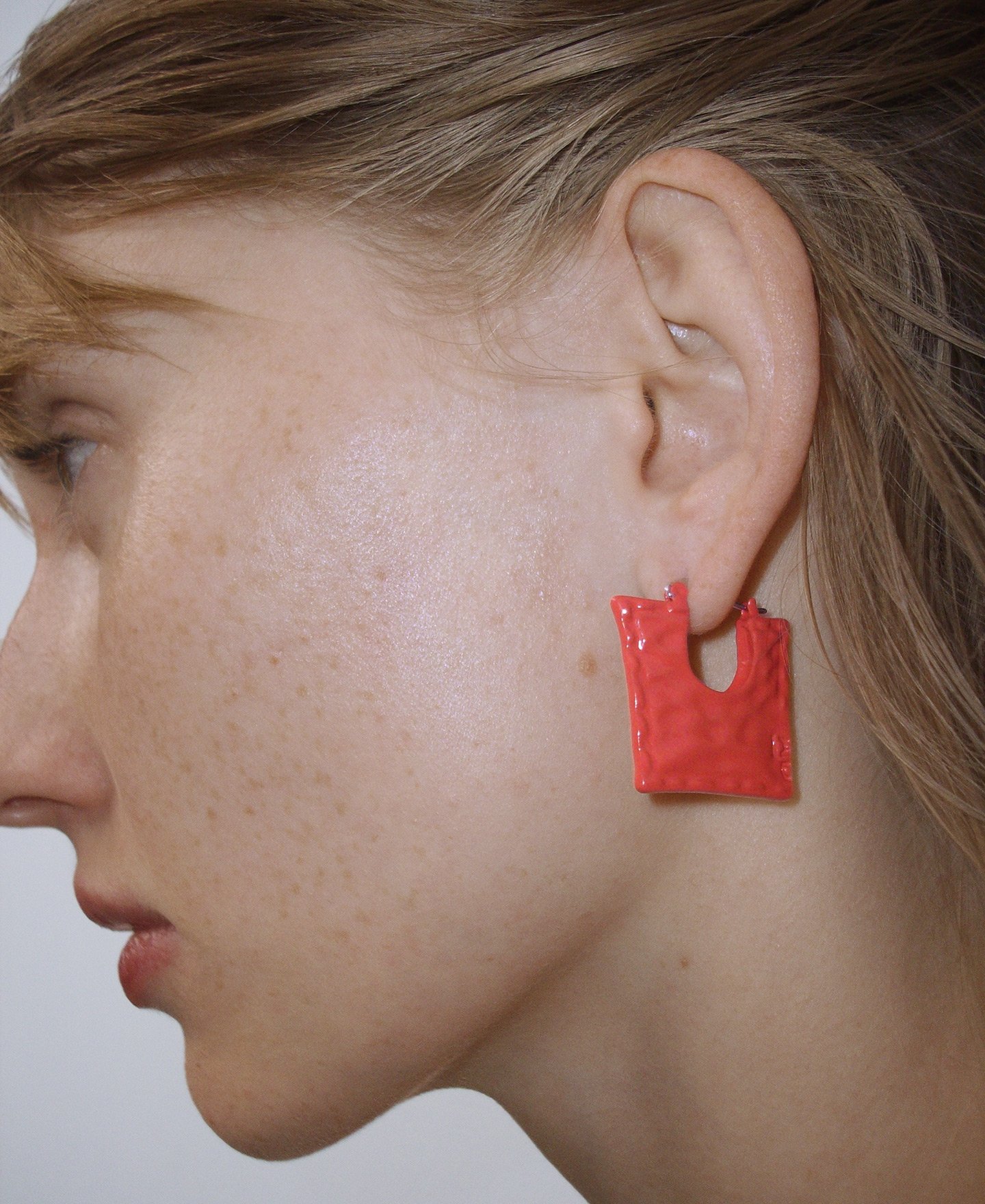 Pendientes metal lacado naranja mujer image number 4