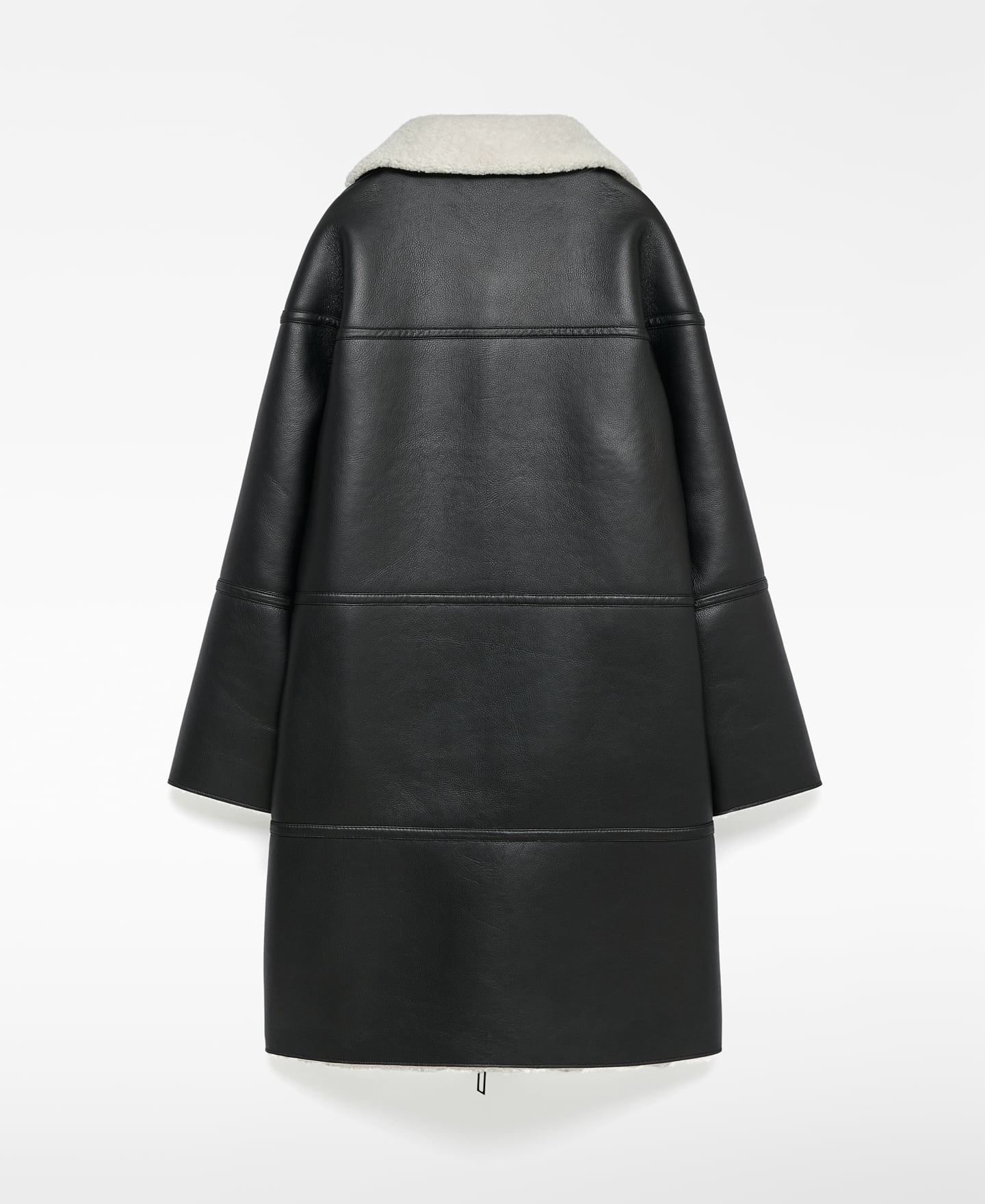 Leather-Non-Leather long coat image number 5