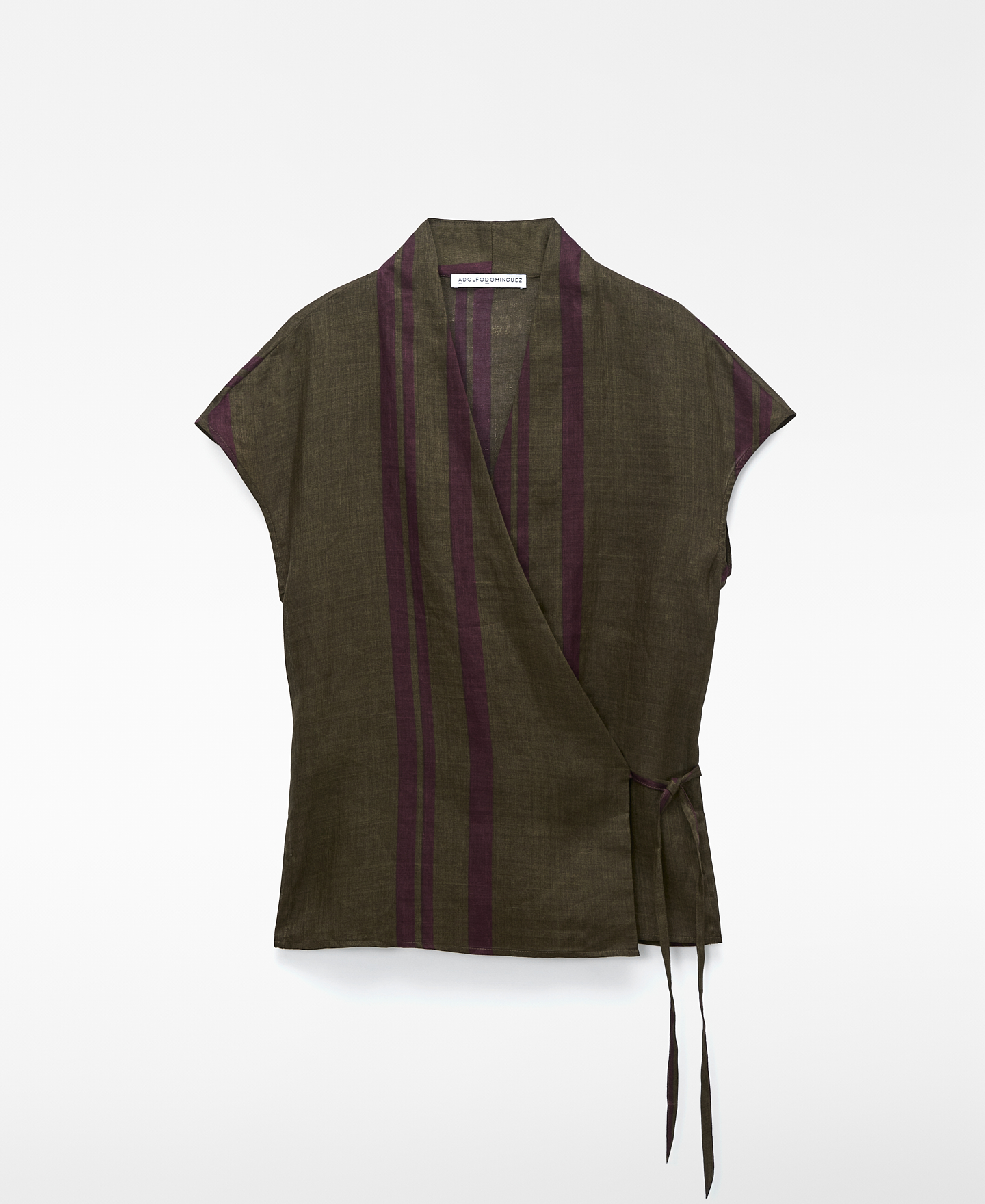 Ramie striped wrap top image number 4