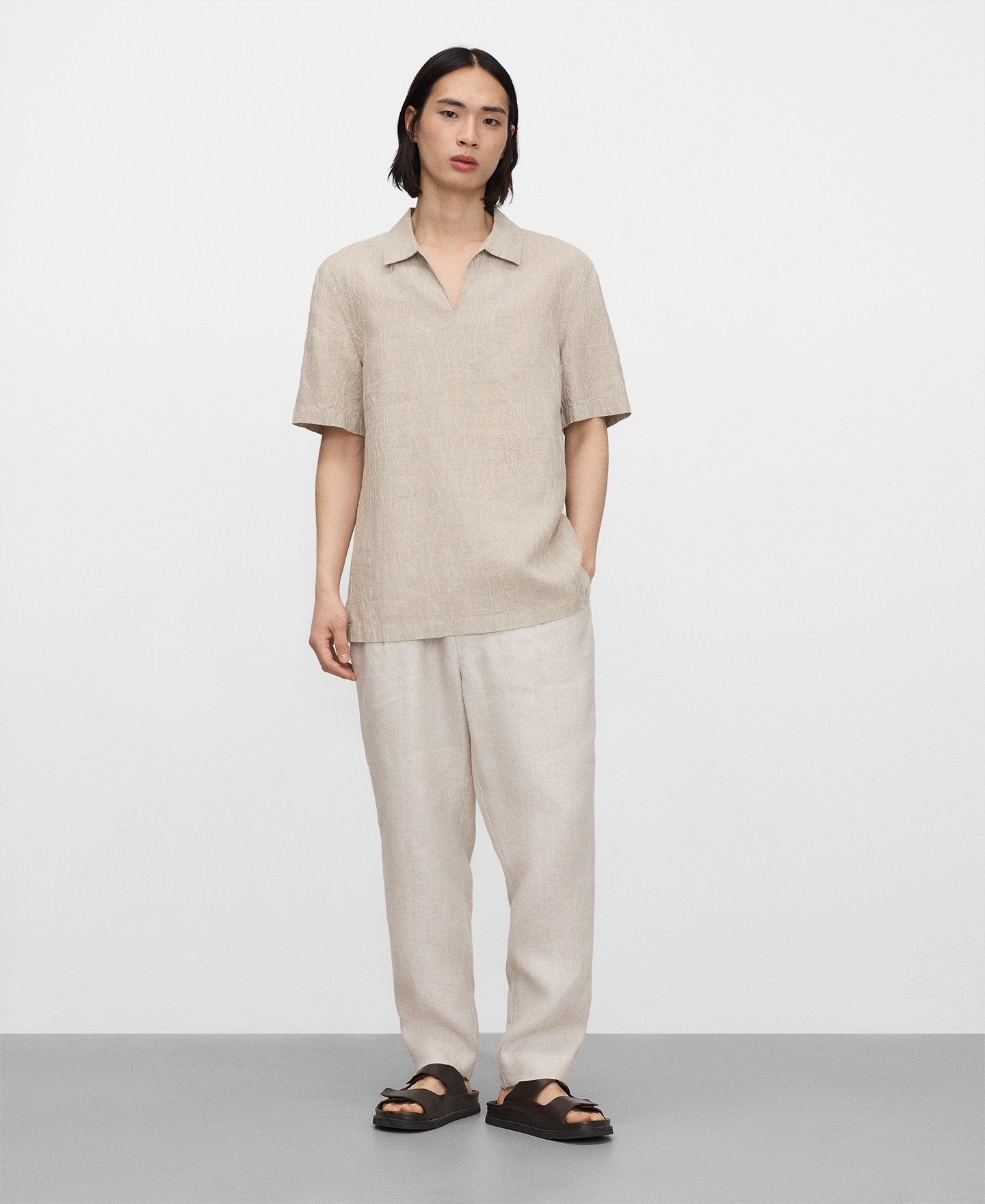 European linen embroidered shirt image number 1