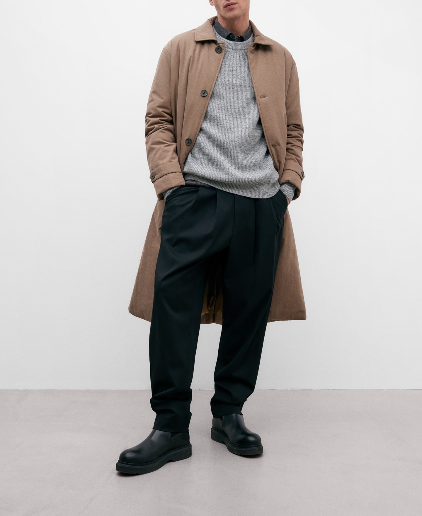 Jersey hombre canalé en algodón image number 1