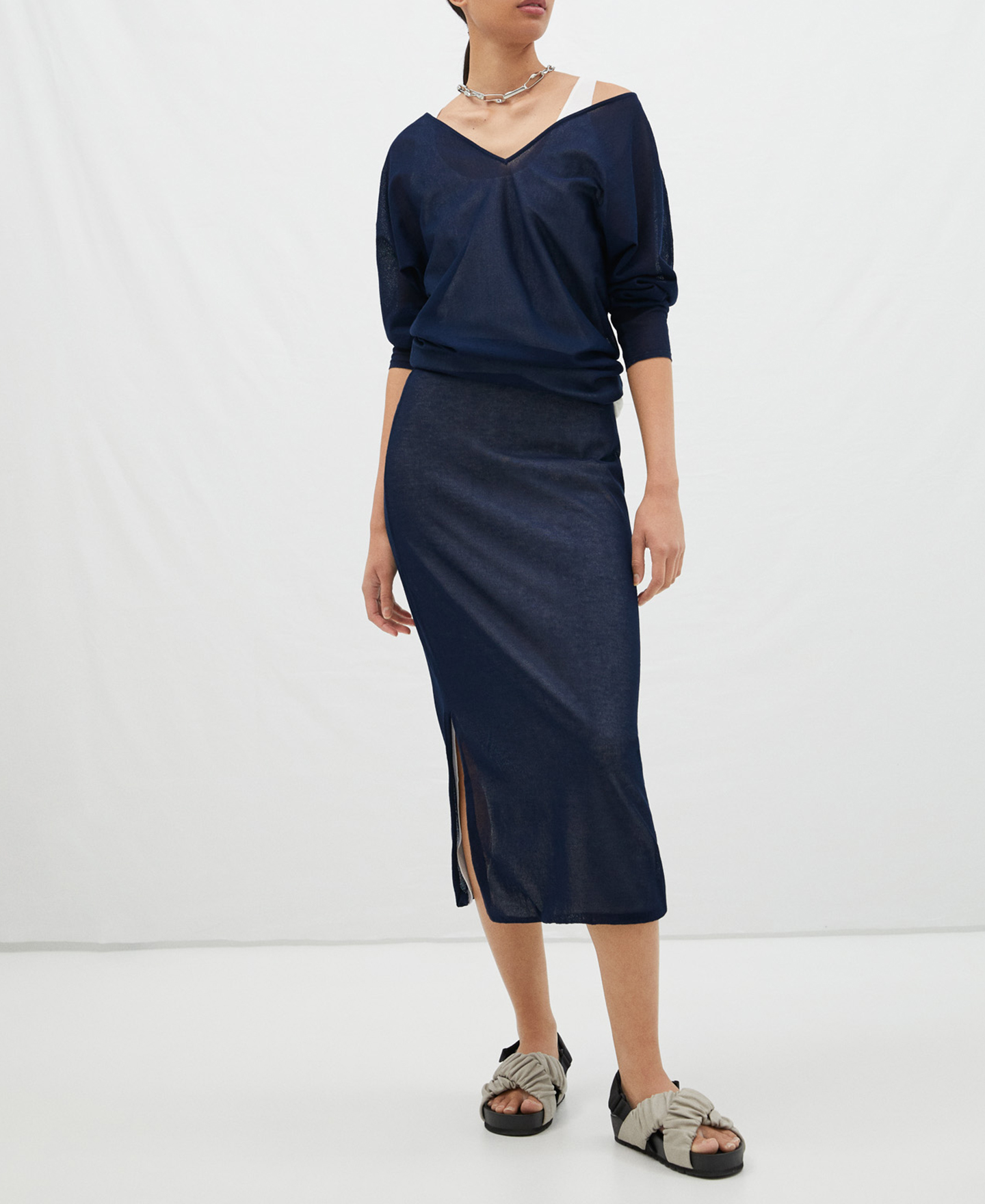 Viscose ribbed skirt image number 0