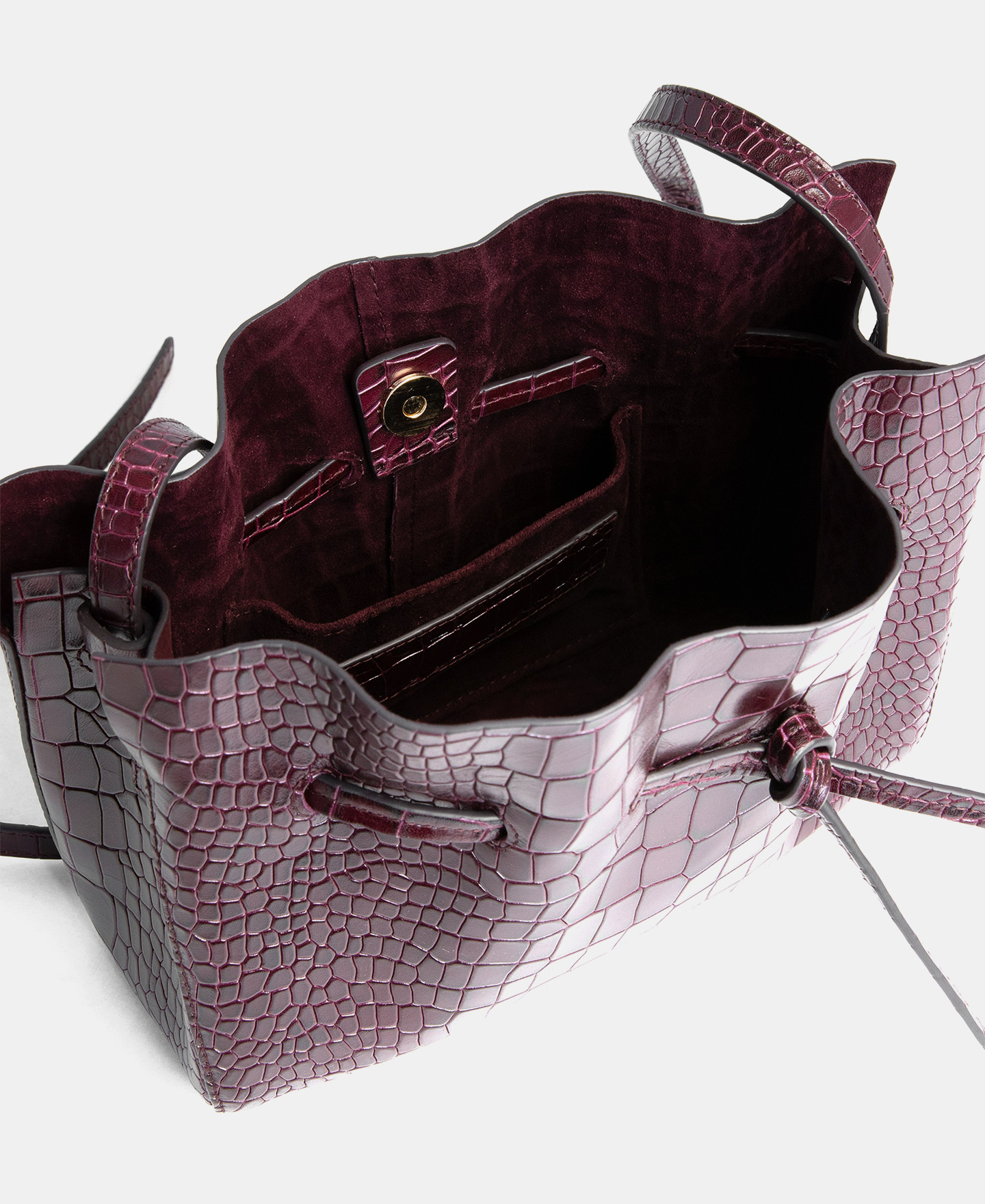 Crocodile effect leather shoulder bag image number 1
