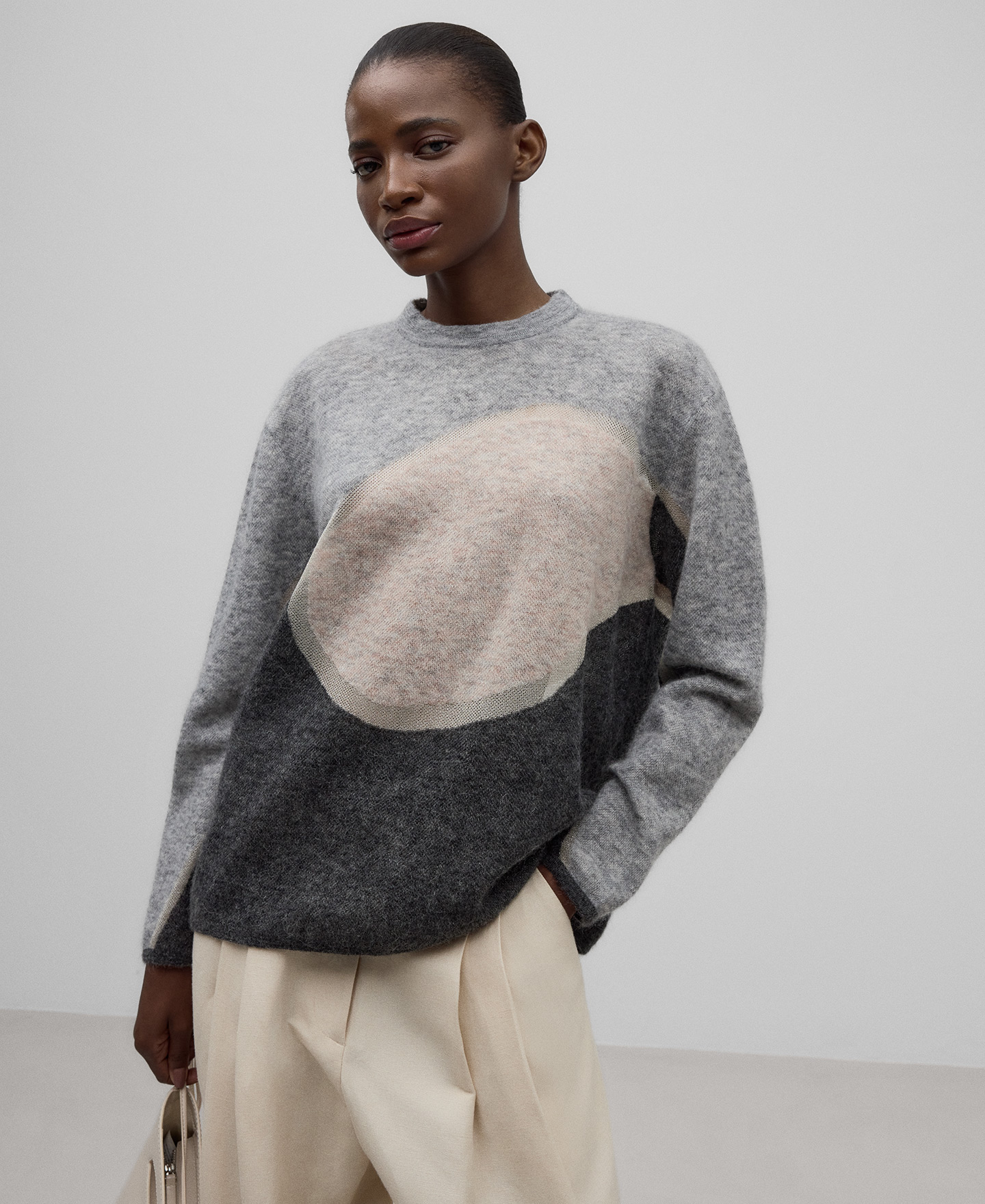 Jersey punto con transparencias mujer image number 0