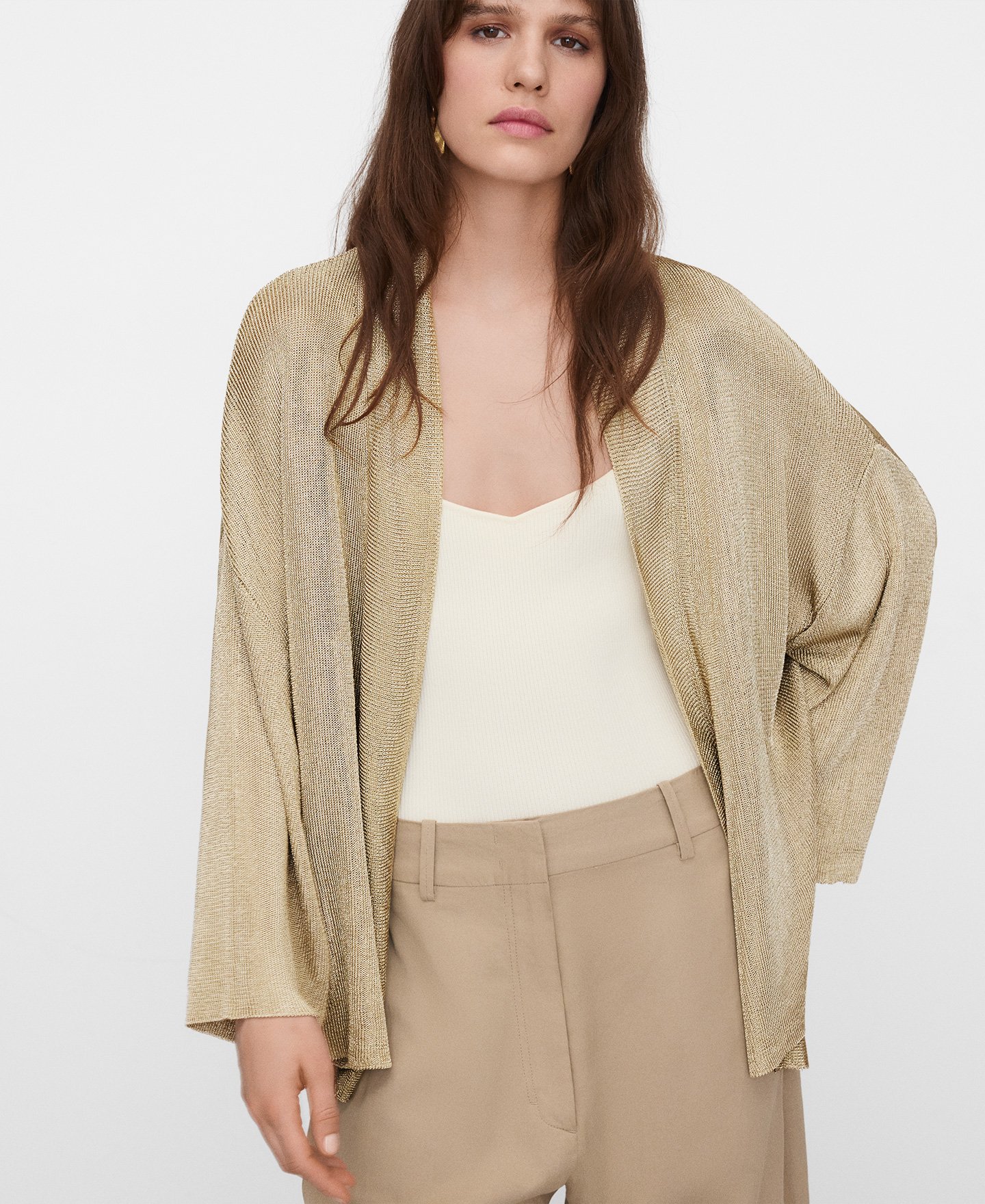 Metallic knit kimono jacket image number 0