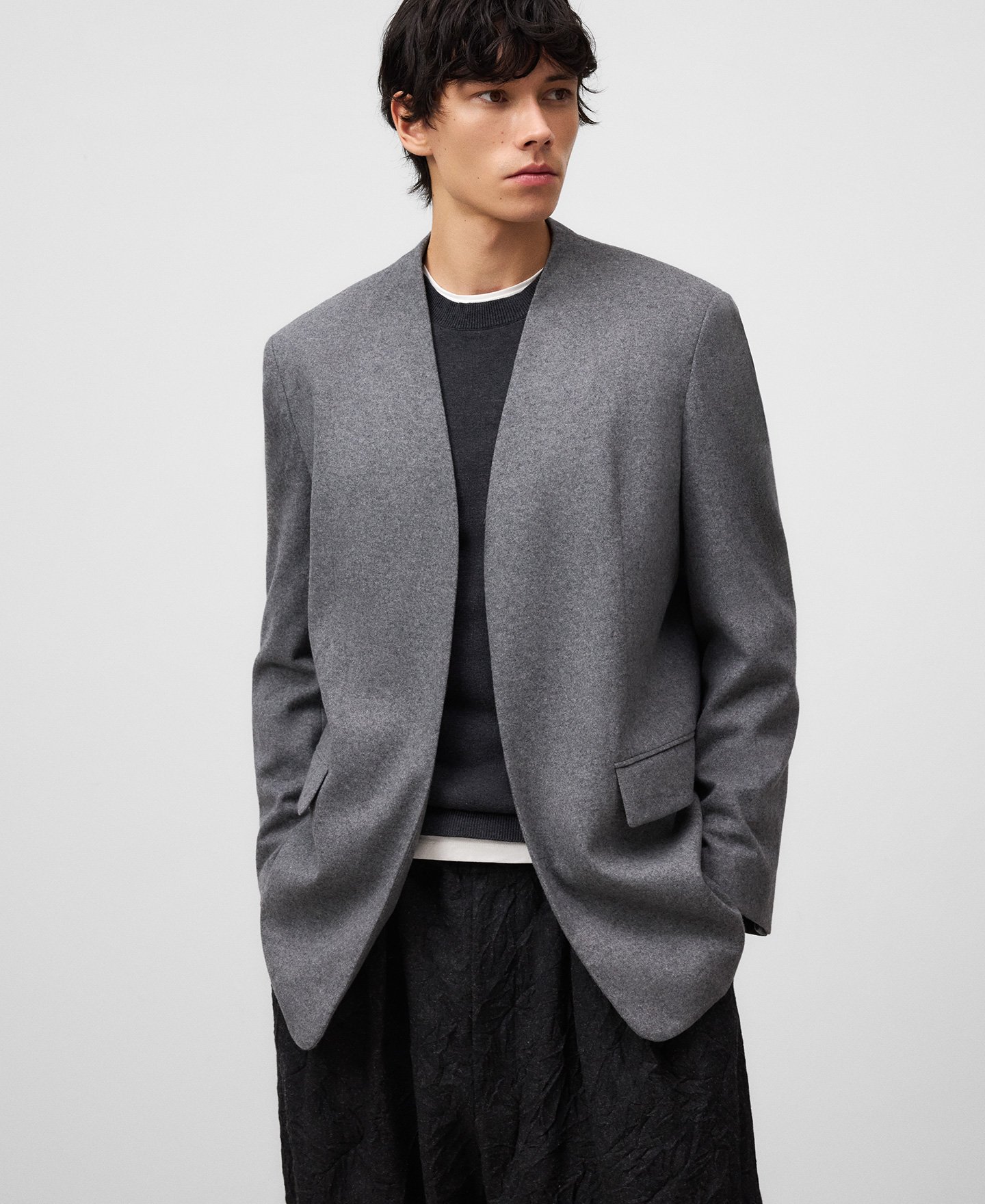 Relaxed fit blazer with no lapel man image number 0