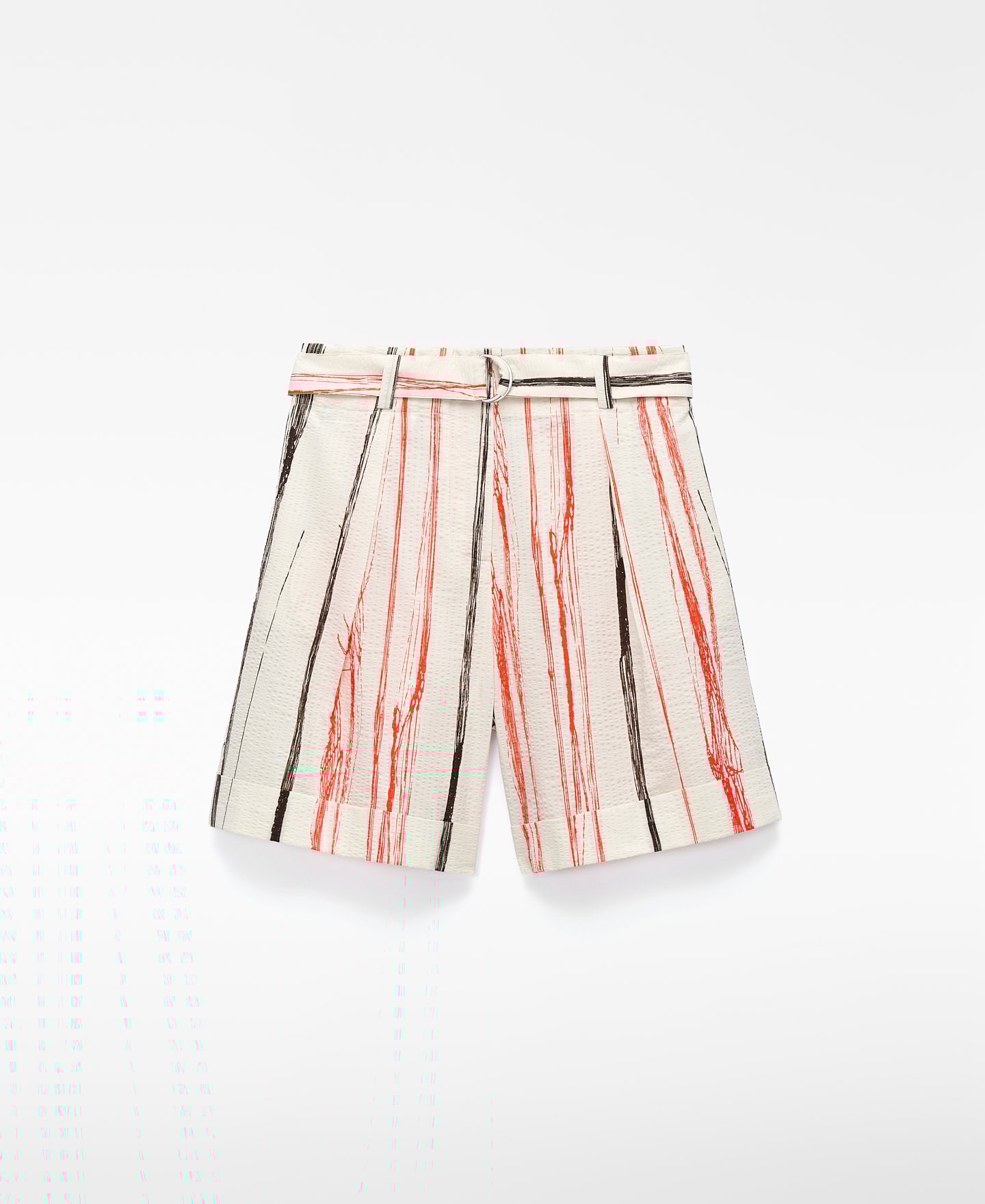 Bermuda &agrave; rayures irr&eacute;guli&egrave;res en seersucker image number 0