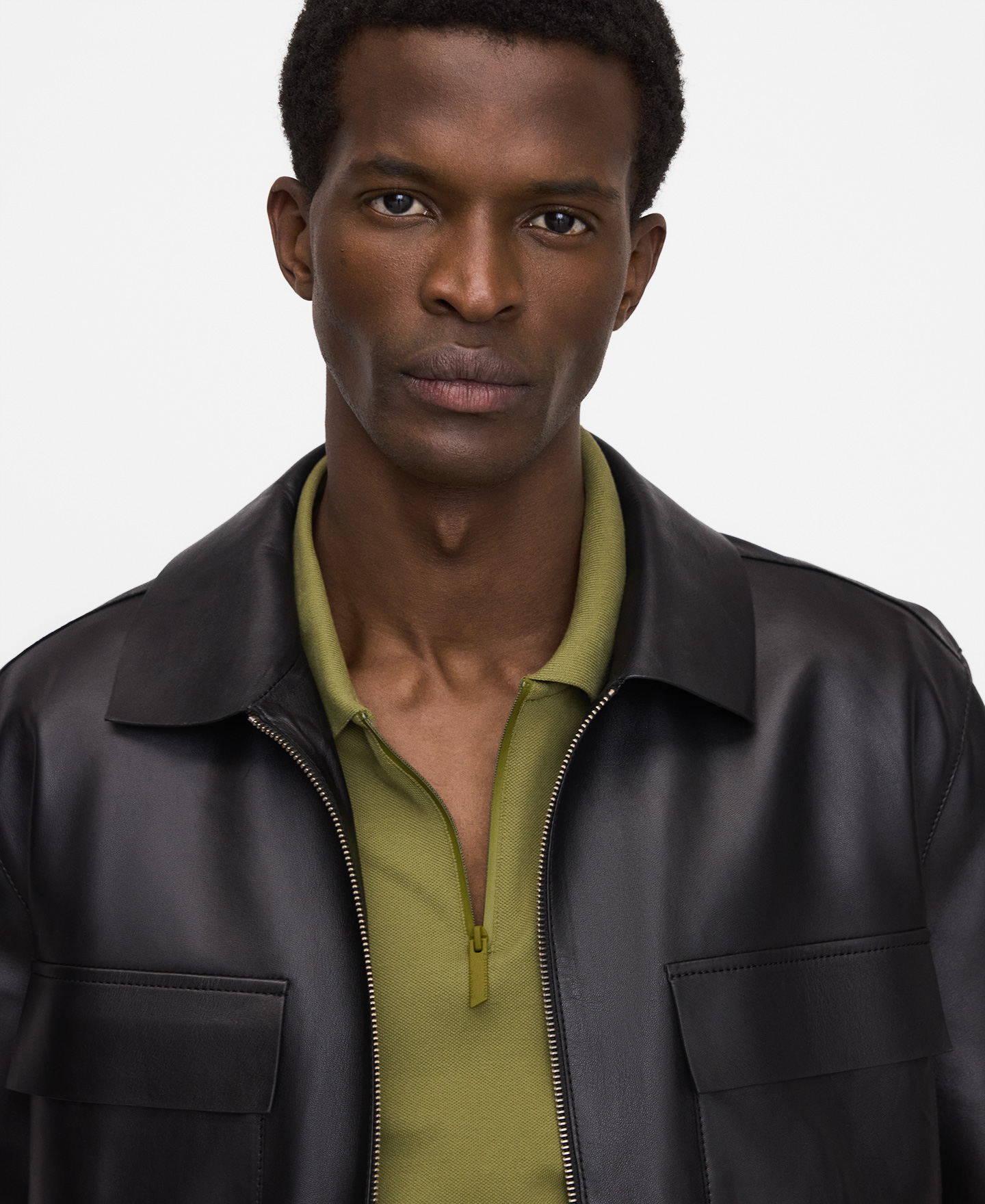 Cotton slim fit zip polo shirt image number 3