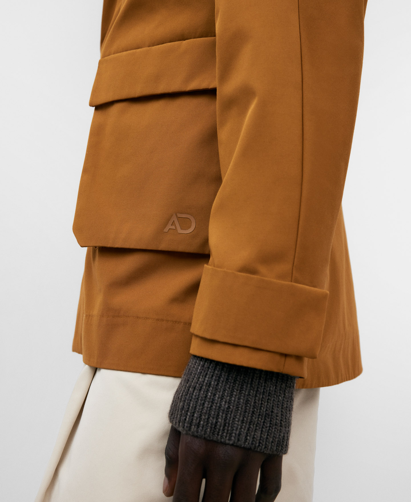 Waterproof orange three-quarter jacket image number 3