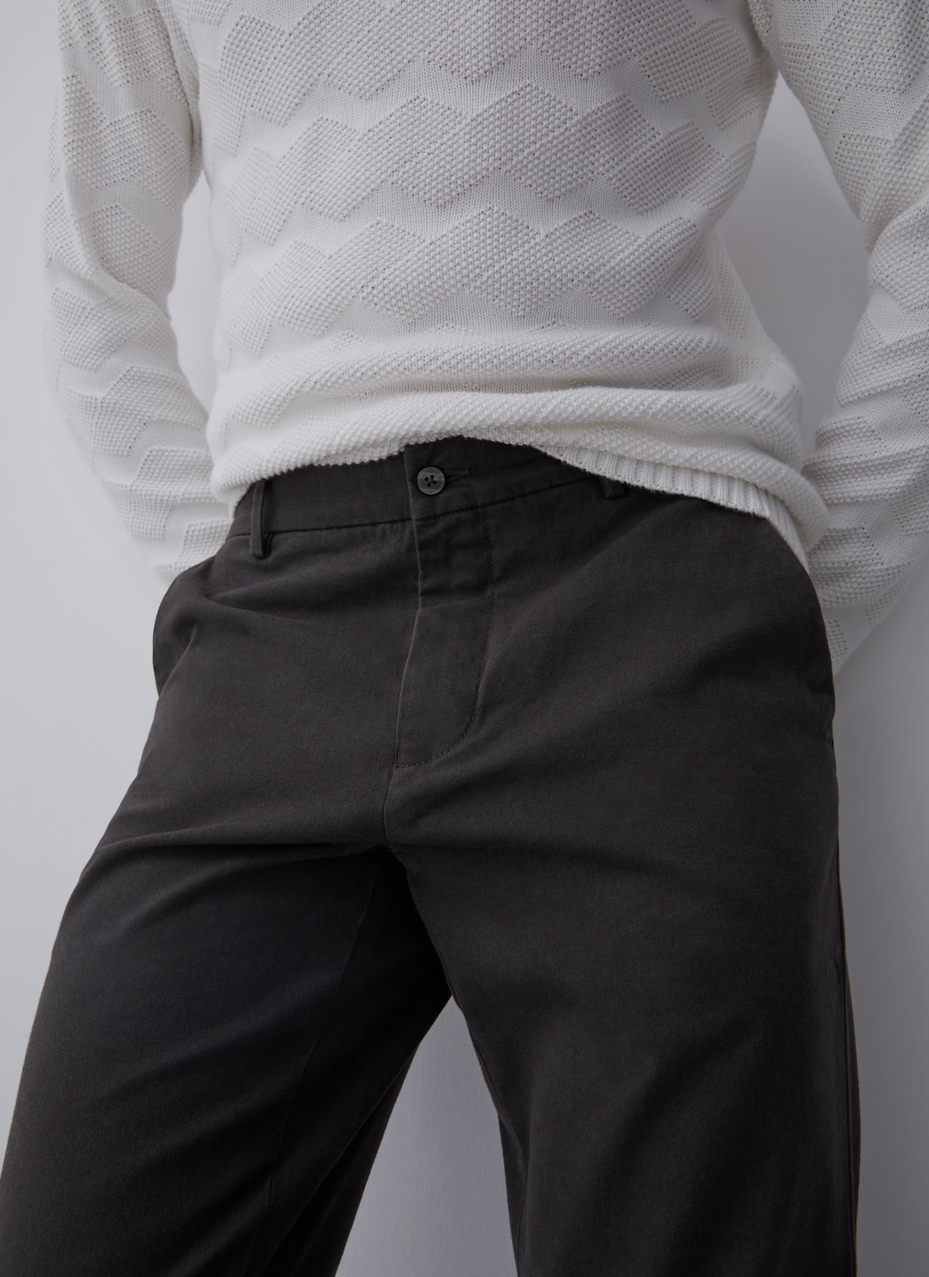 Elastic cotton chino style trousers image number 3
