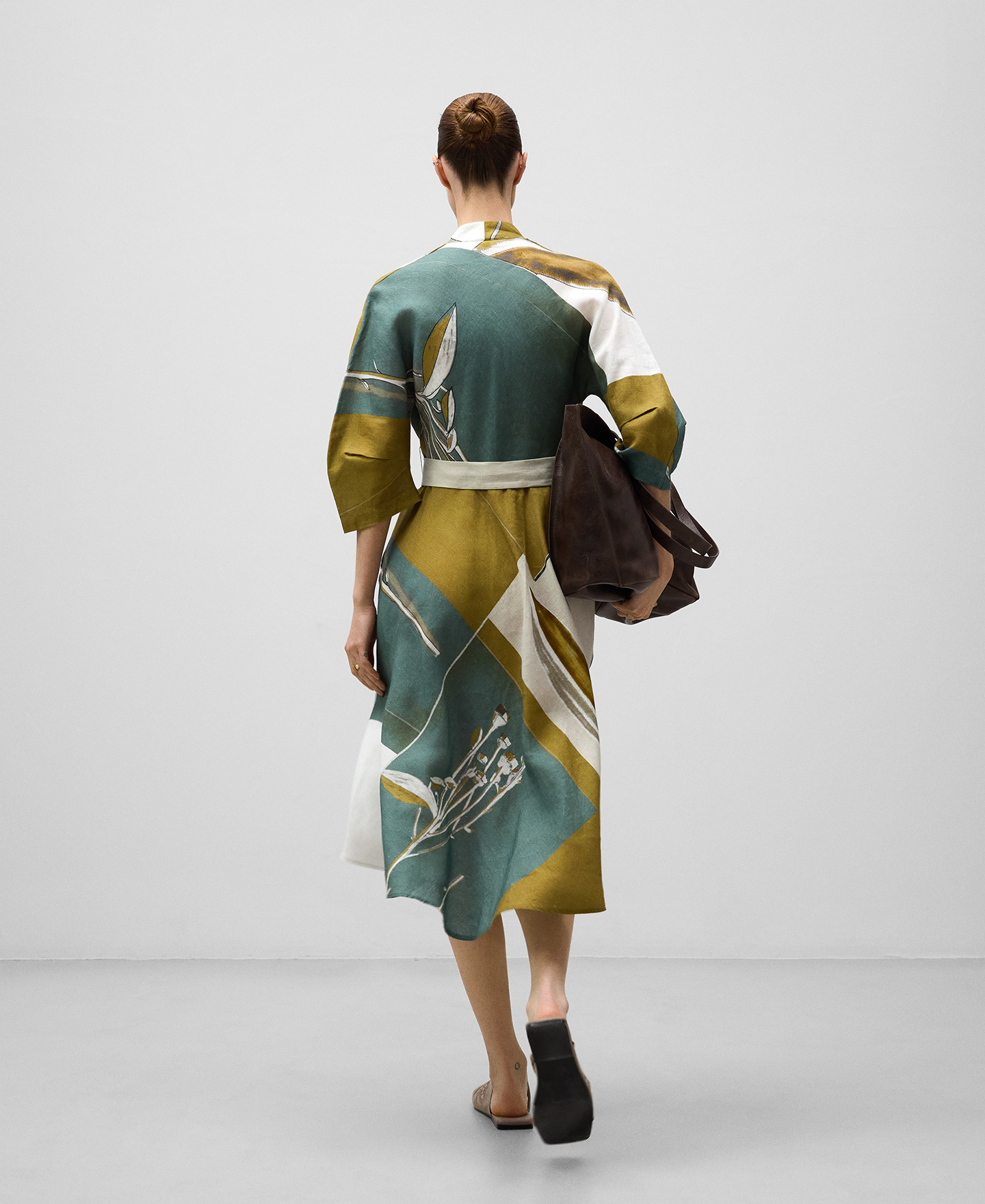 European linen printed dress woman image number 2