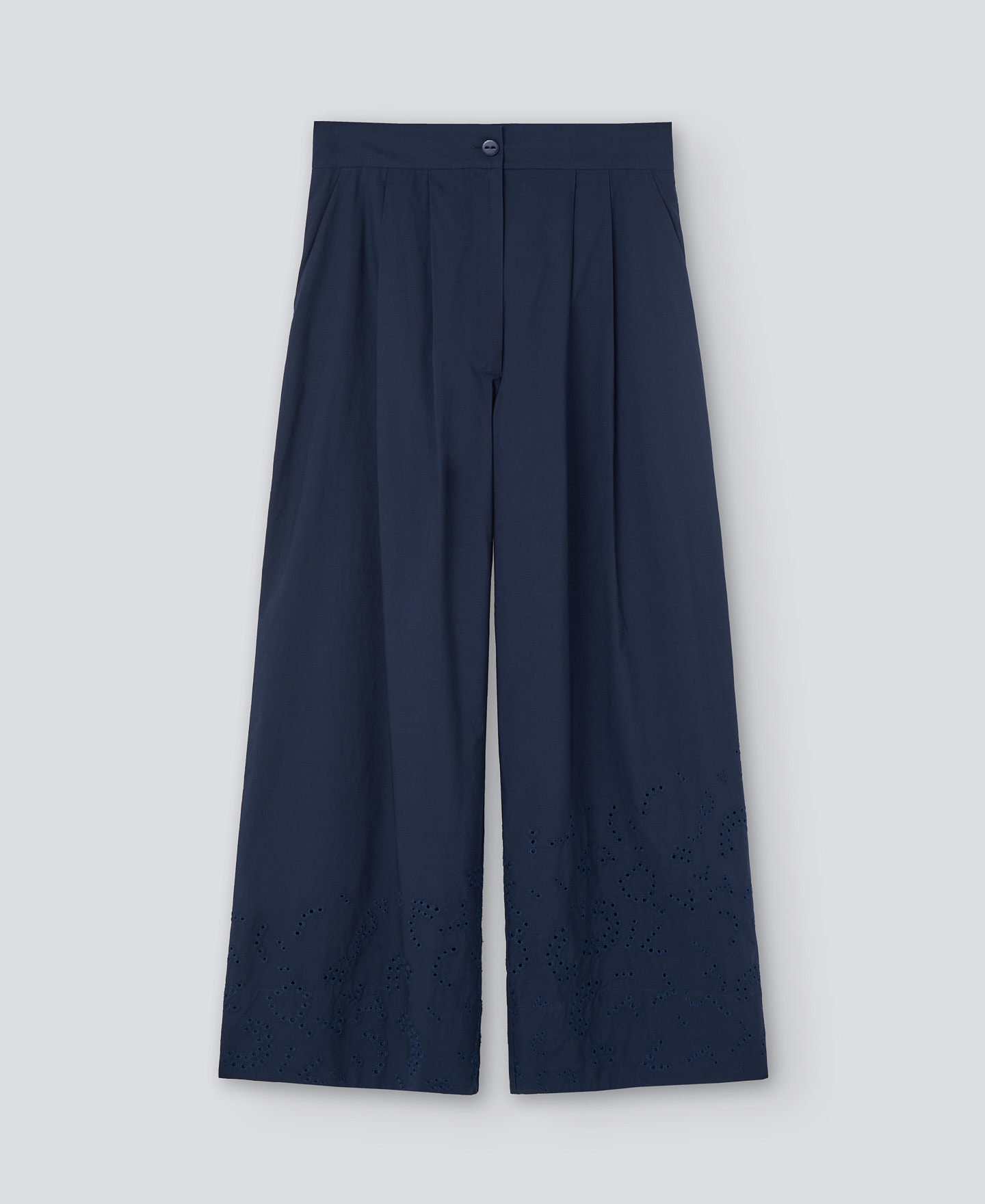 Pantalón en algodón azul marino mujer image number 0