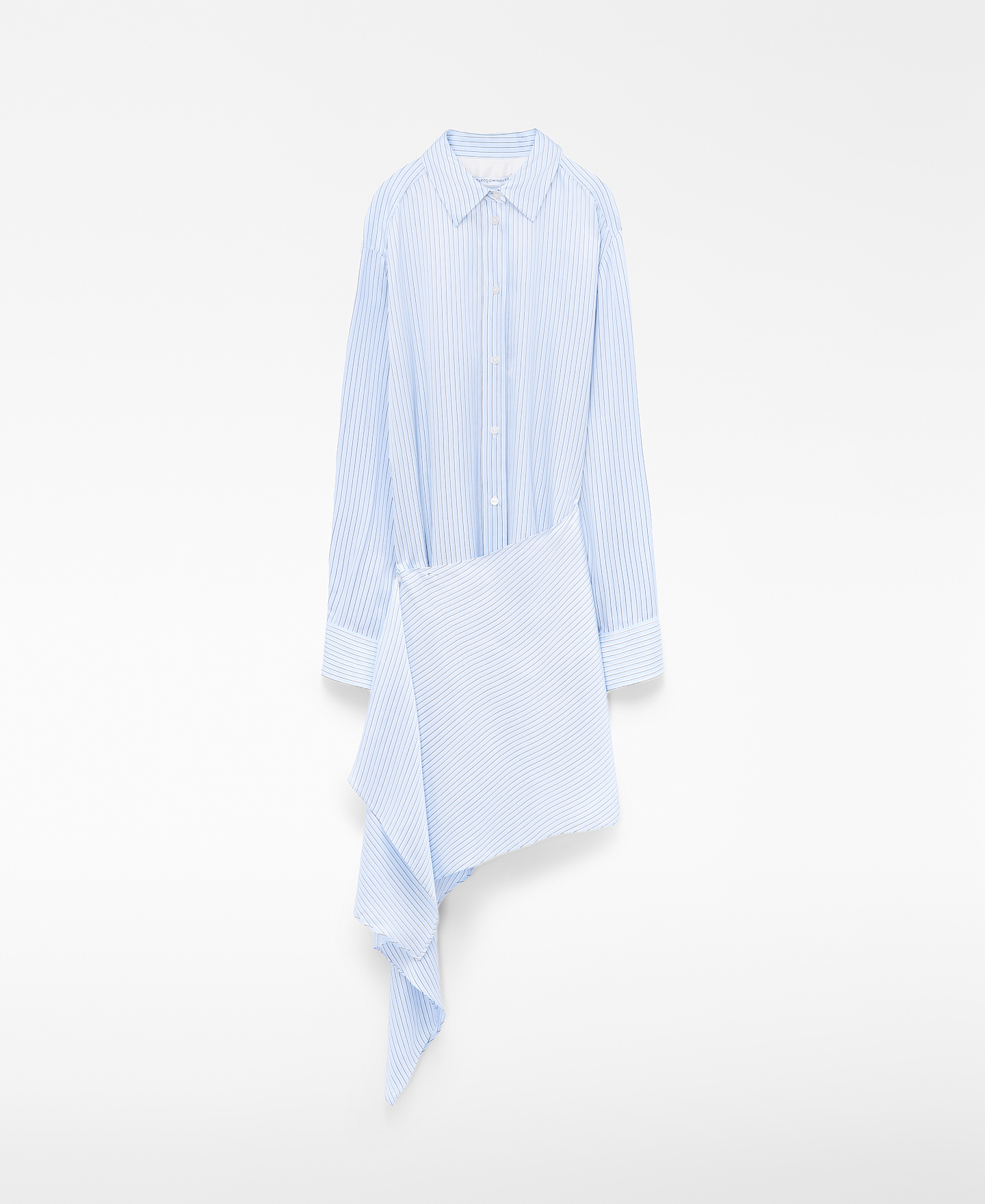 Asymmetric striped shirt with hem panel image number 4