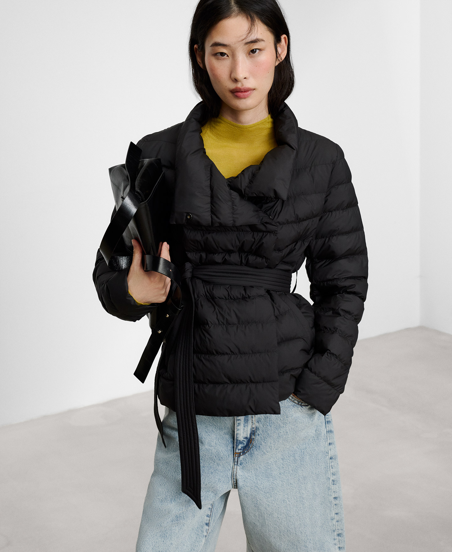 Padded cross-front jacket with belt image number 3
