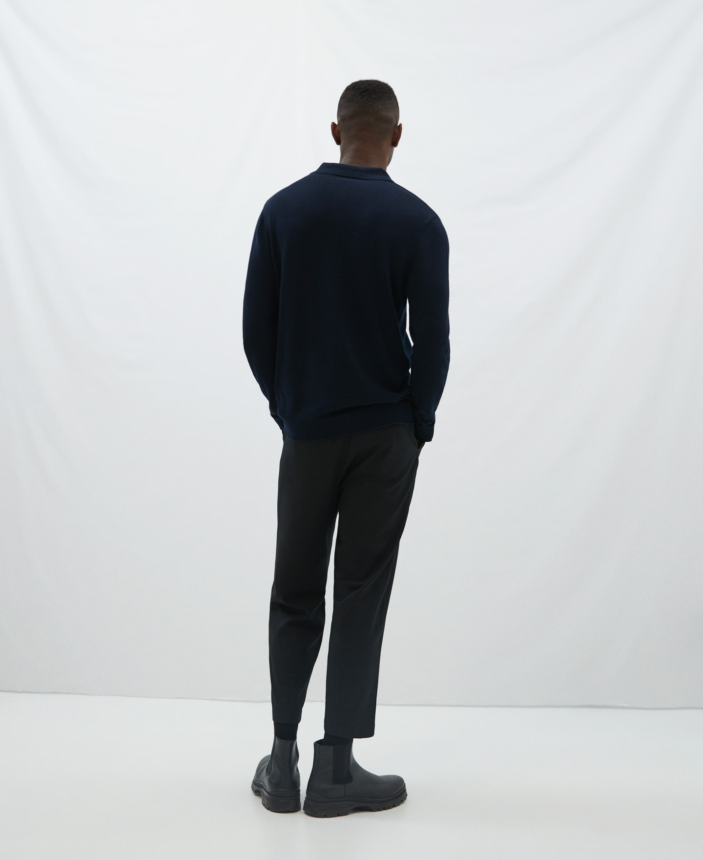 Long sleeve cotton polo shirt image number 2
