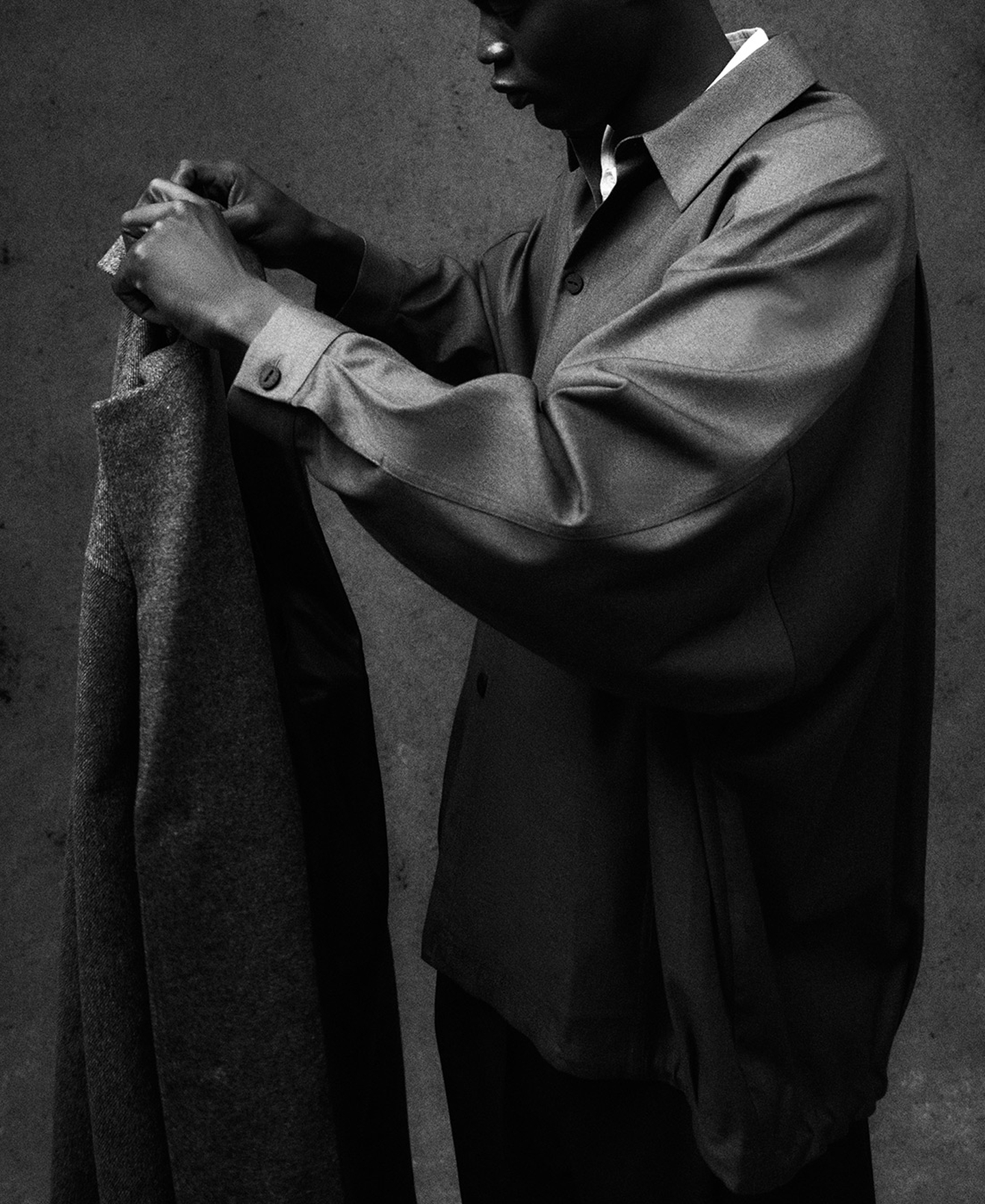 Melange grey overshirt man image number 5