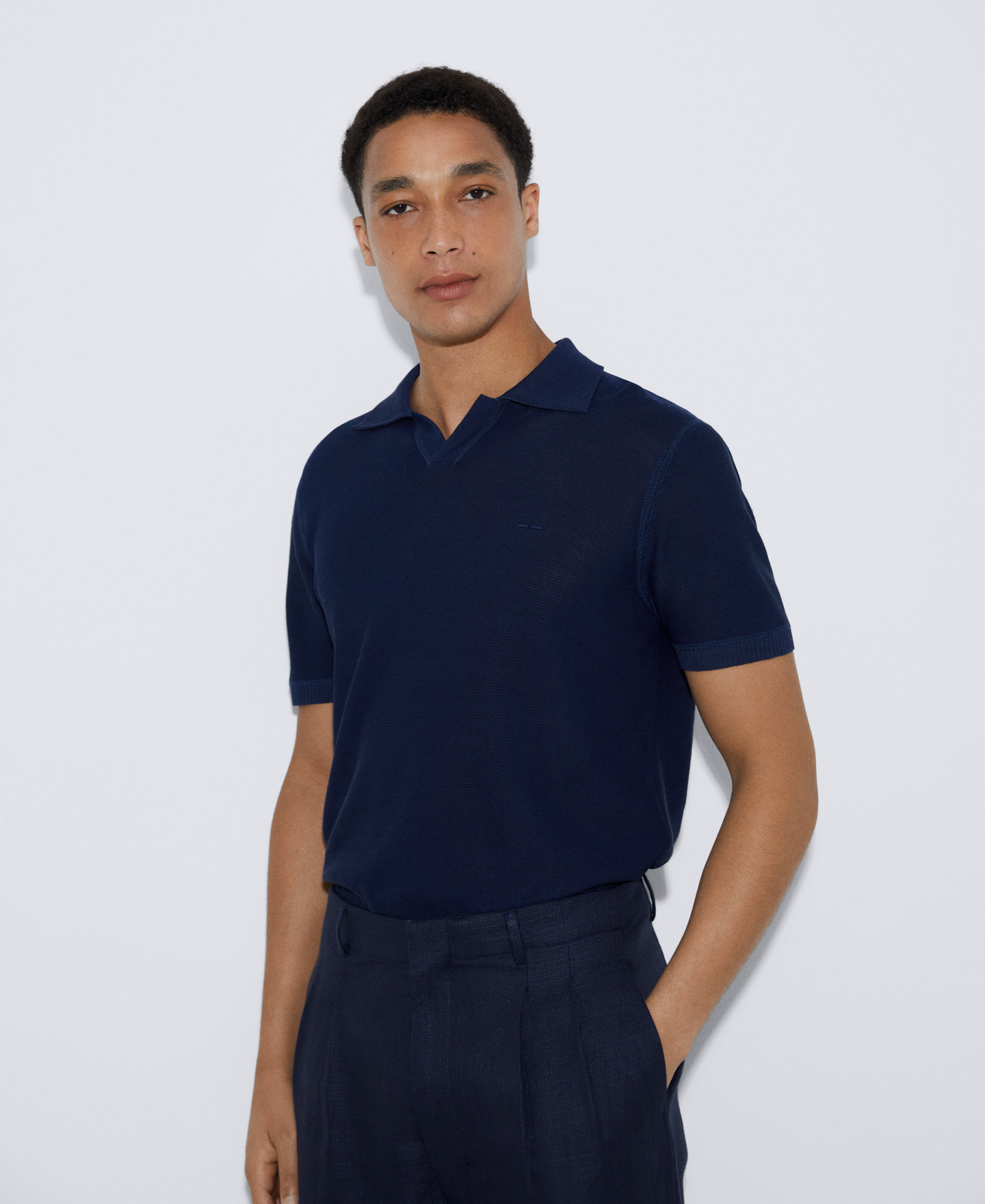 V-neck polo shirt image number 0