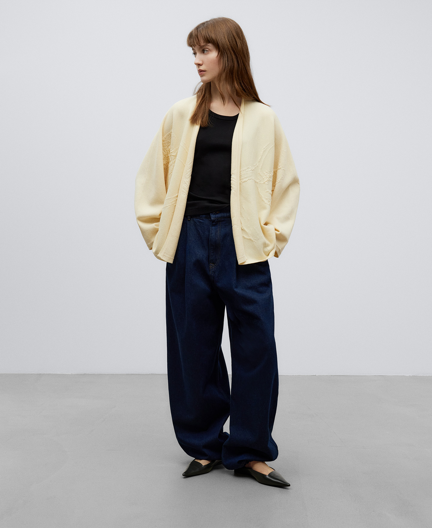 Chaqueta kimono punto jacquard mujer image number 1