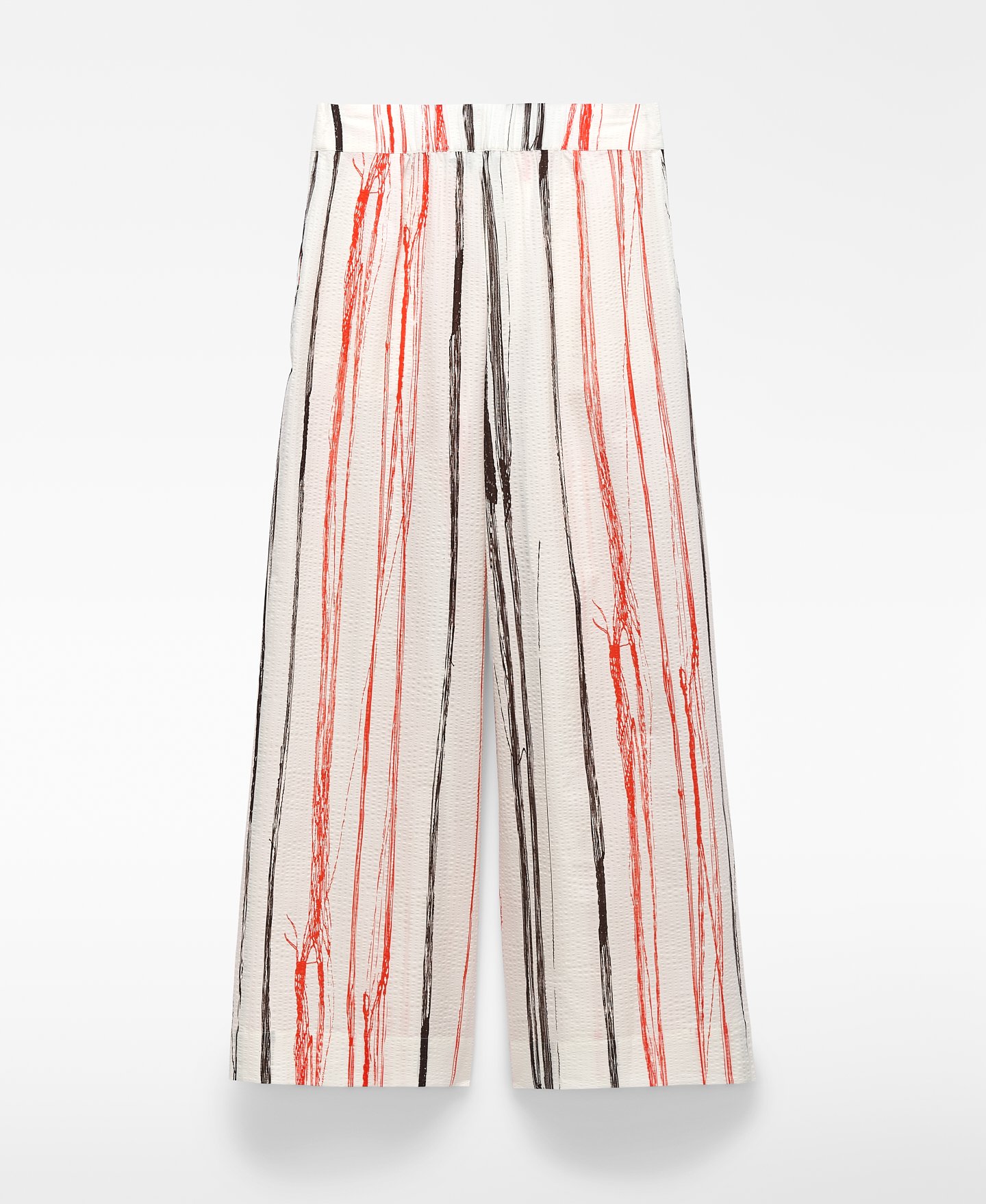 Irregular striped seersucker trousers image number 5