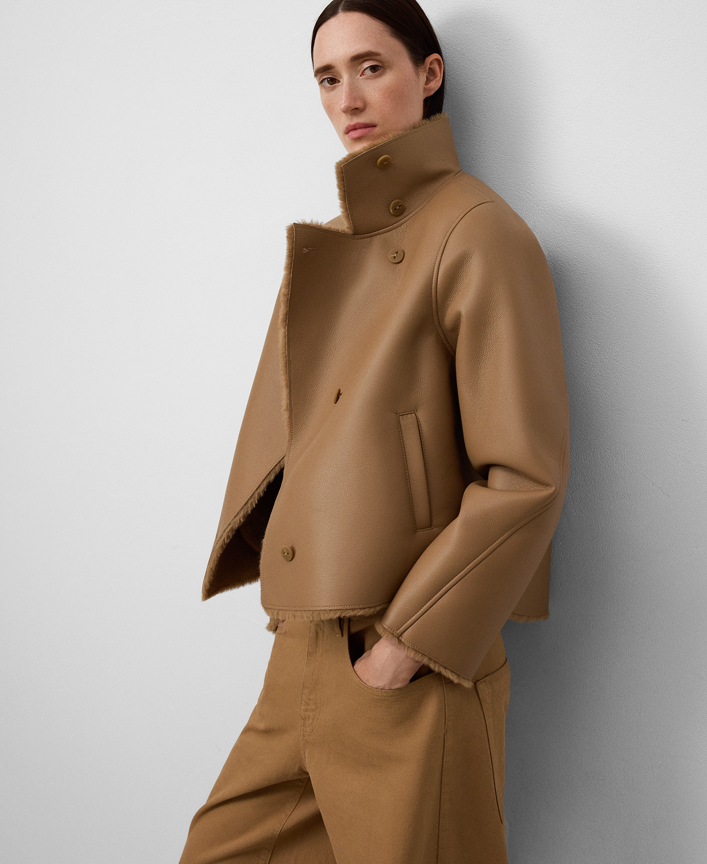 Leather-Non-Leather short coat woman image number 0