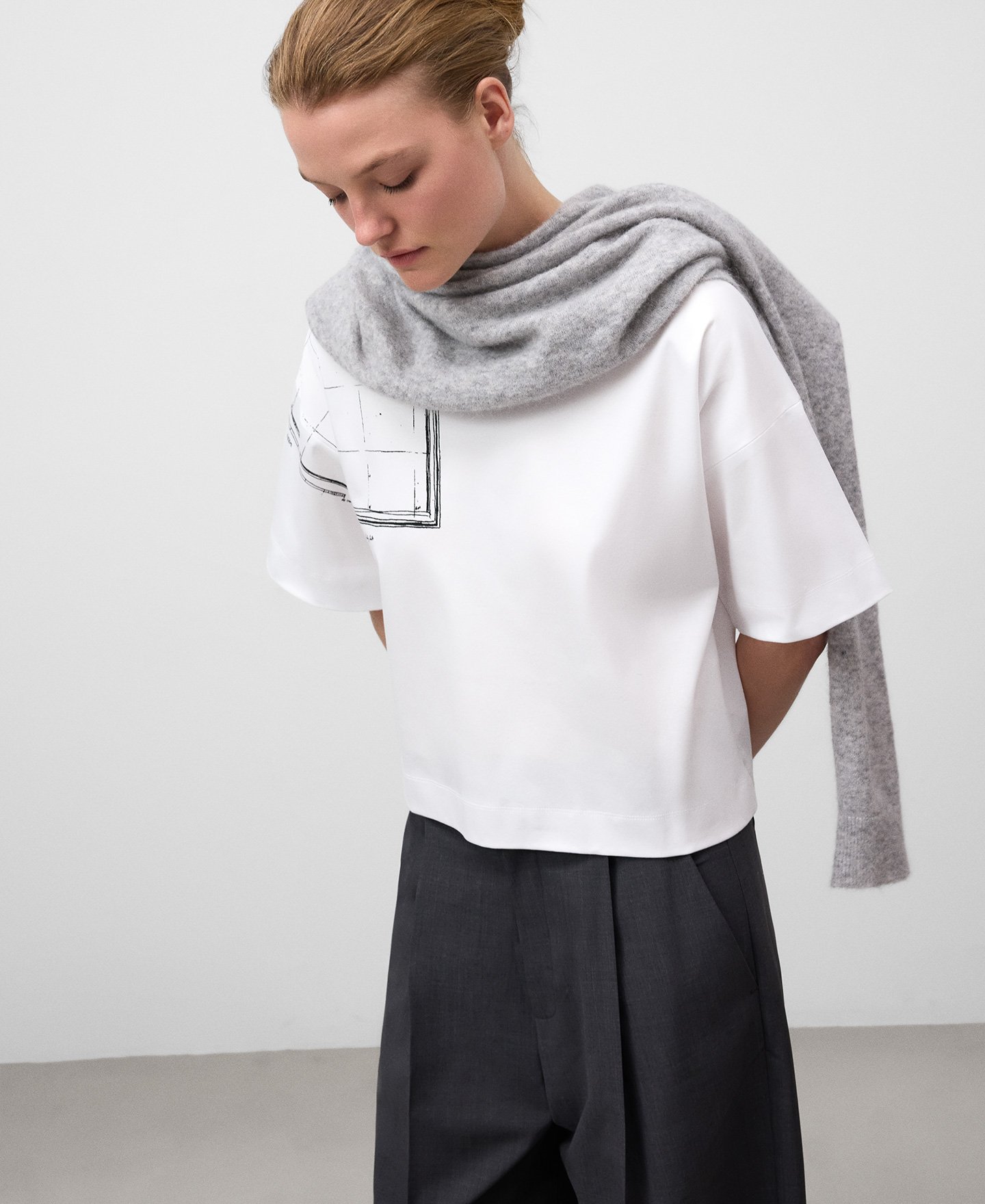 Damenshirt mit kartografischem Print Baumwolle image number 0