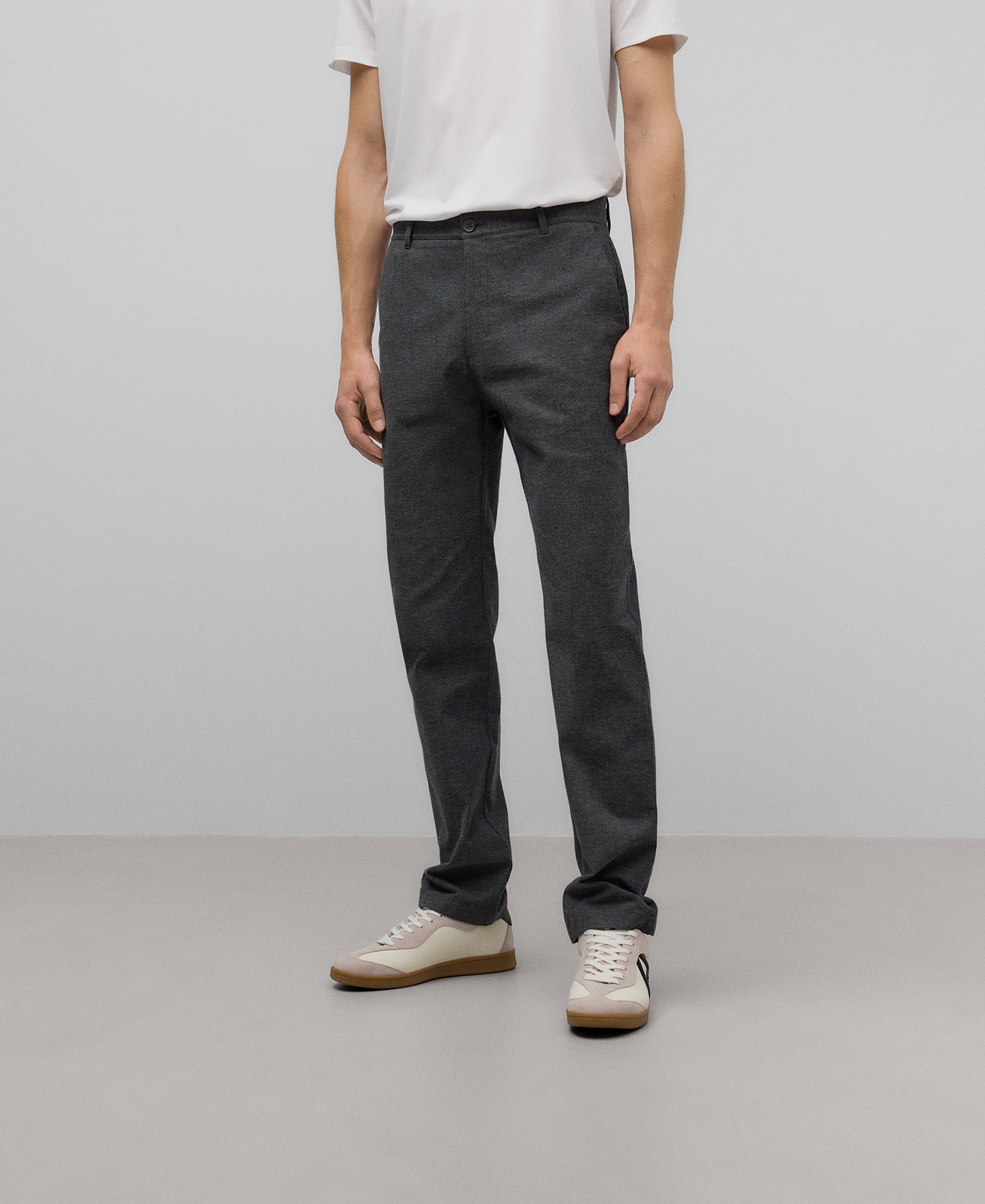 Microtextured chino trousers man image number 0