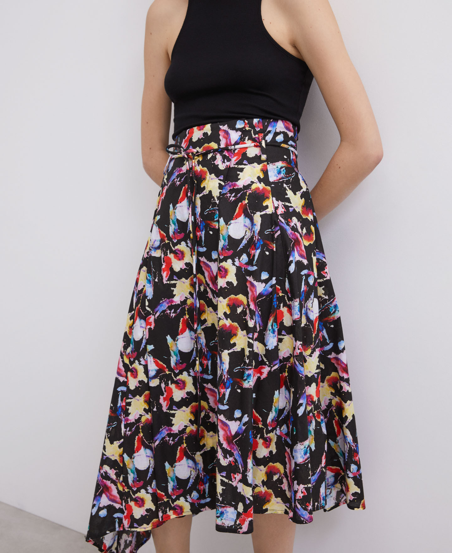 Falda midi estampada en algodón image number 3