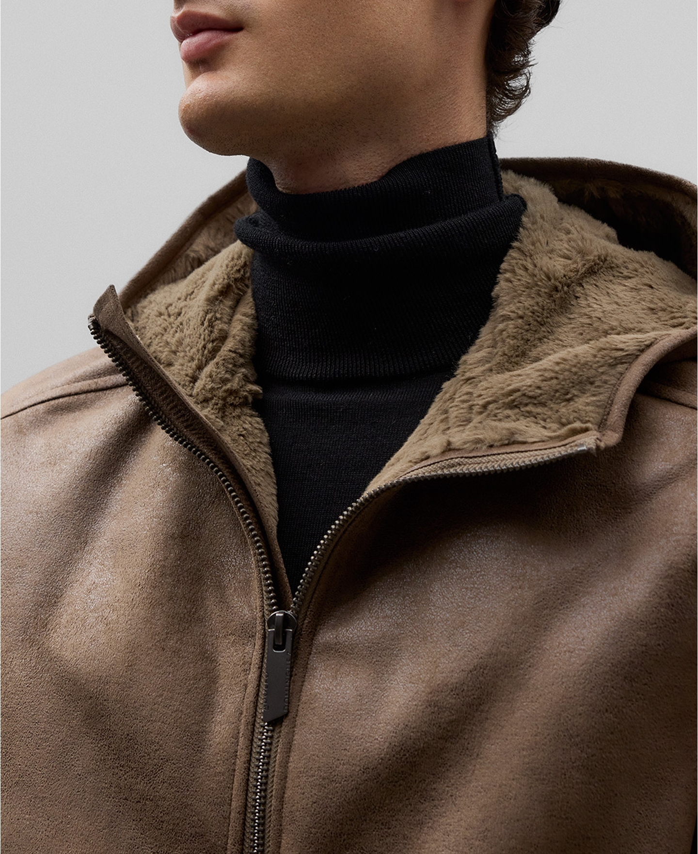 Chaqueta Piel No Piel con capucha hombre image number 3