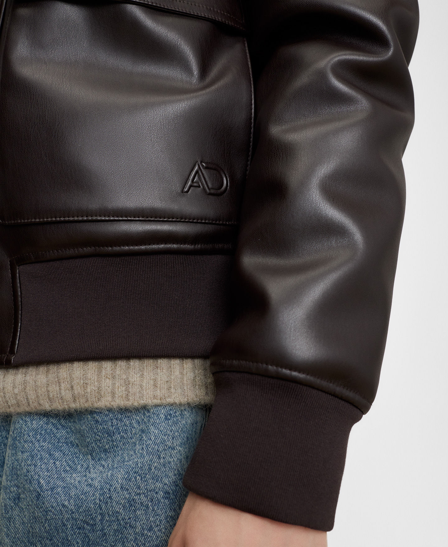 Leather-Non-Leather aviator jacket image number 5