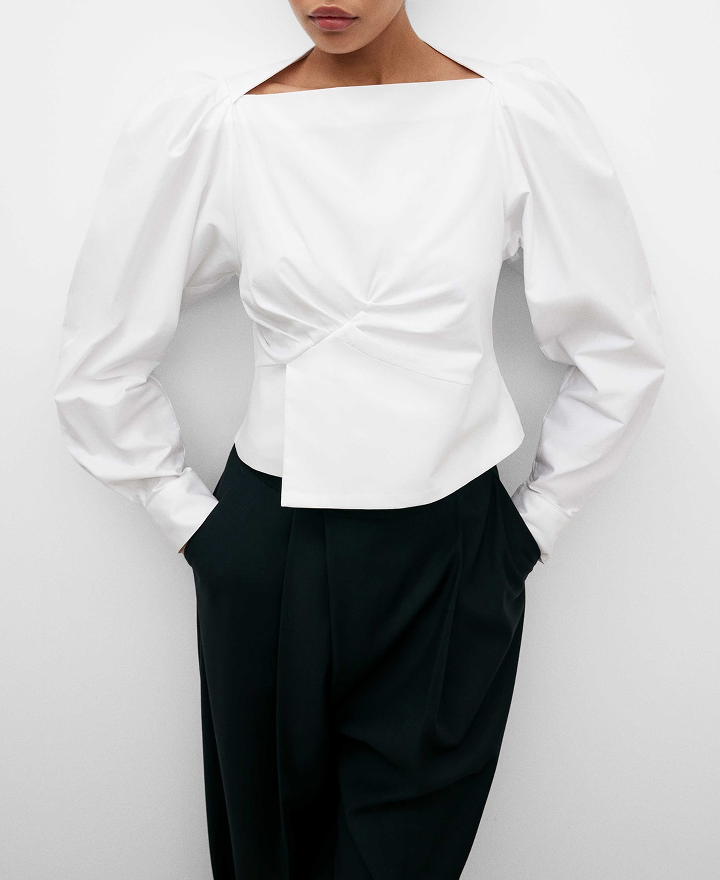 Wrap-around effect cotton women's shirt image number 0