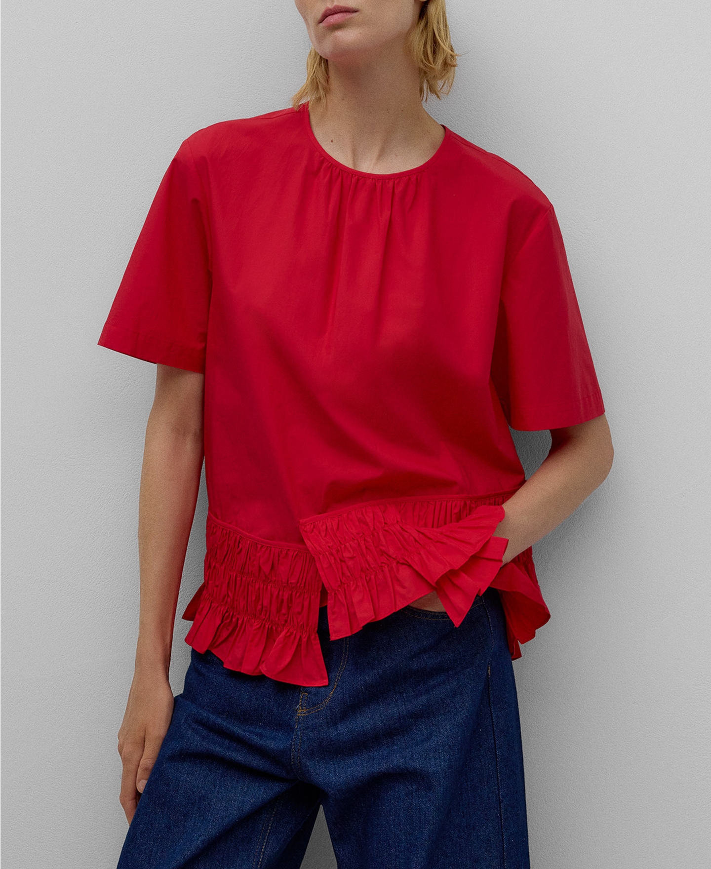 Blusa volantes mujer image number 0