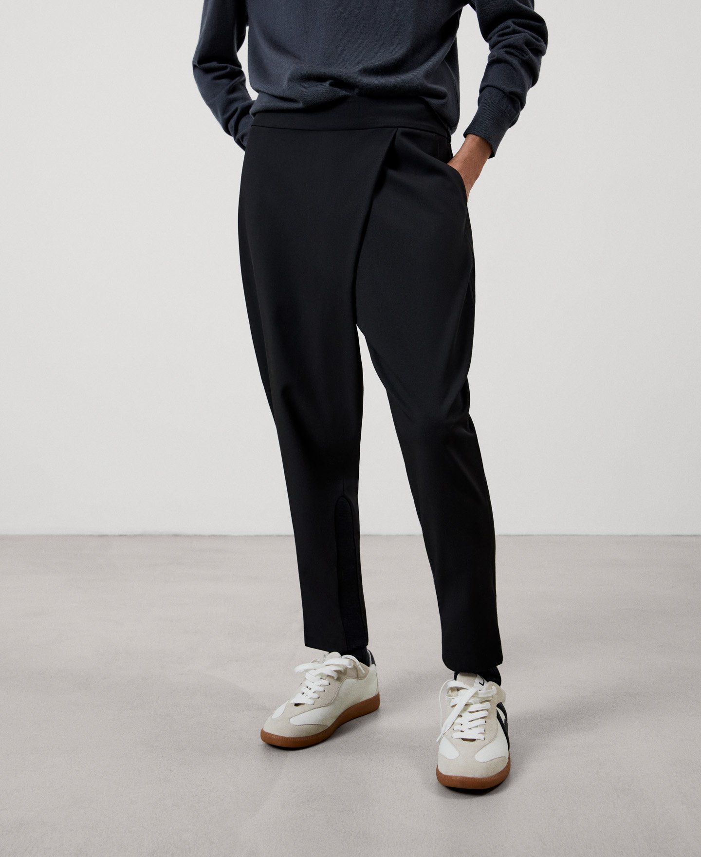 Asymmetric straight trousers image number 0