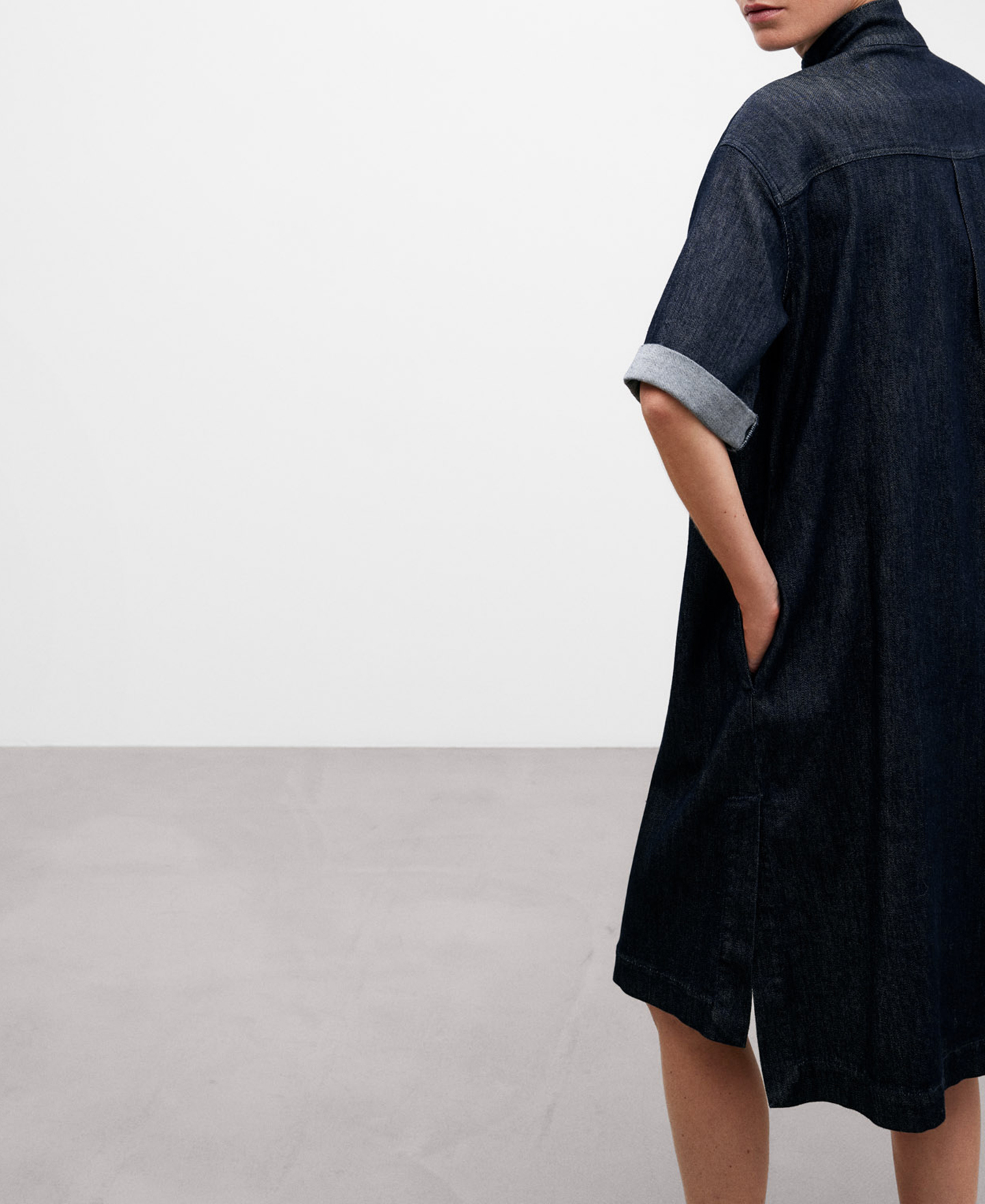 Vestido camisero denim image number 3