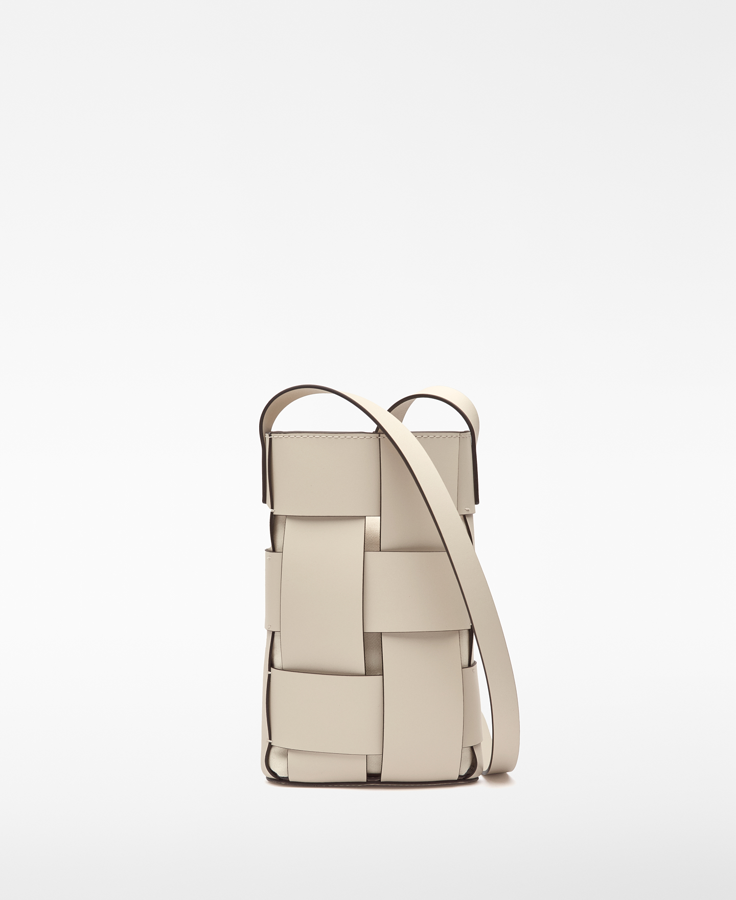 Leather small braided crossbody woman image number 1