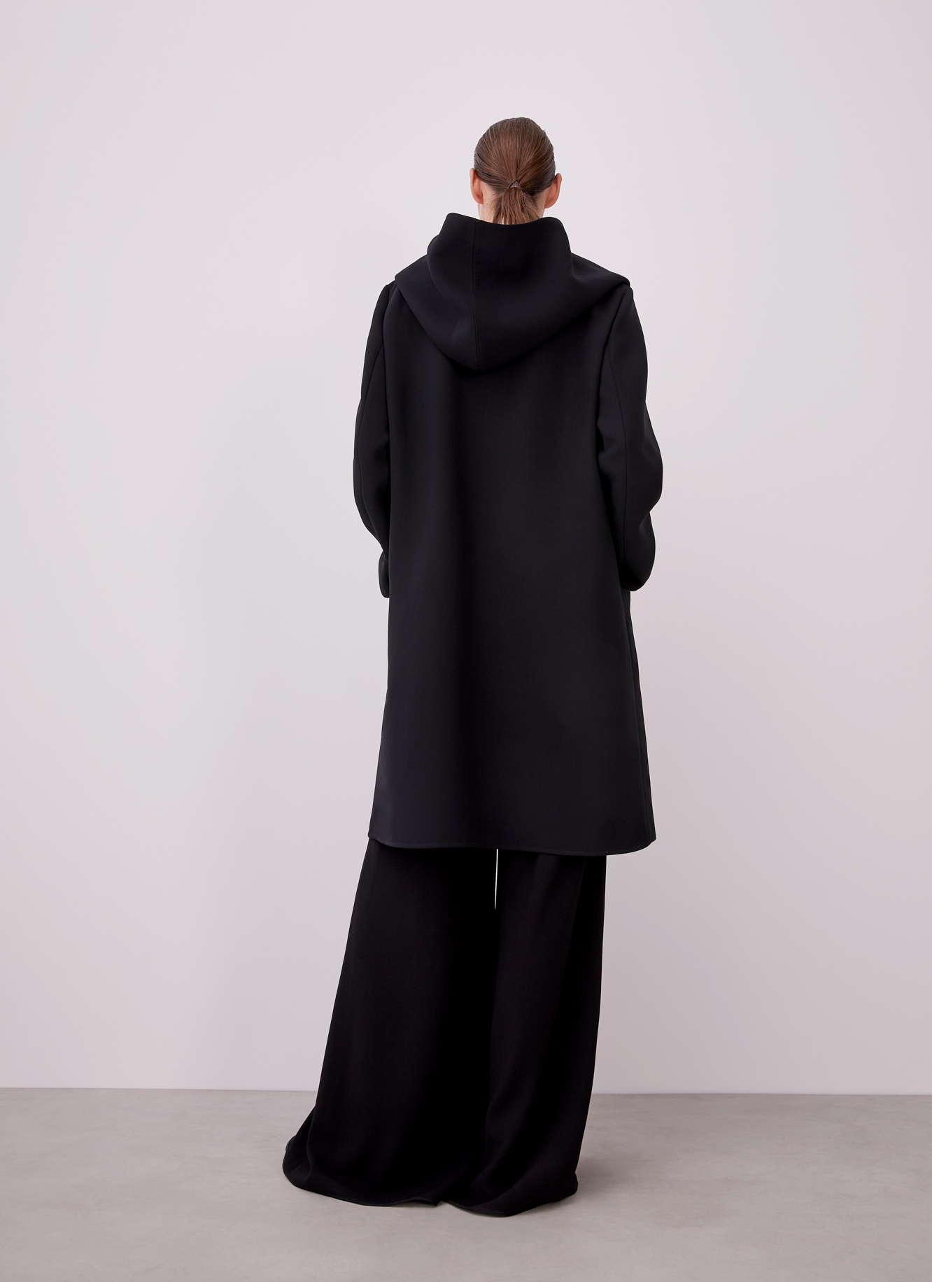 Long coat with lapels and hood image number 4