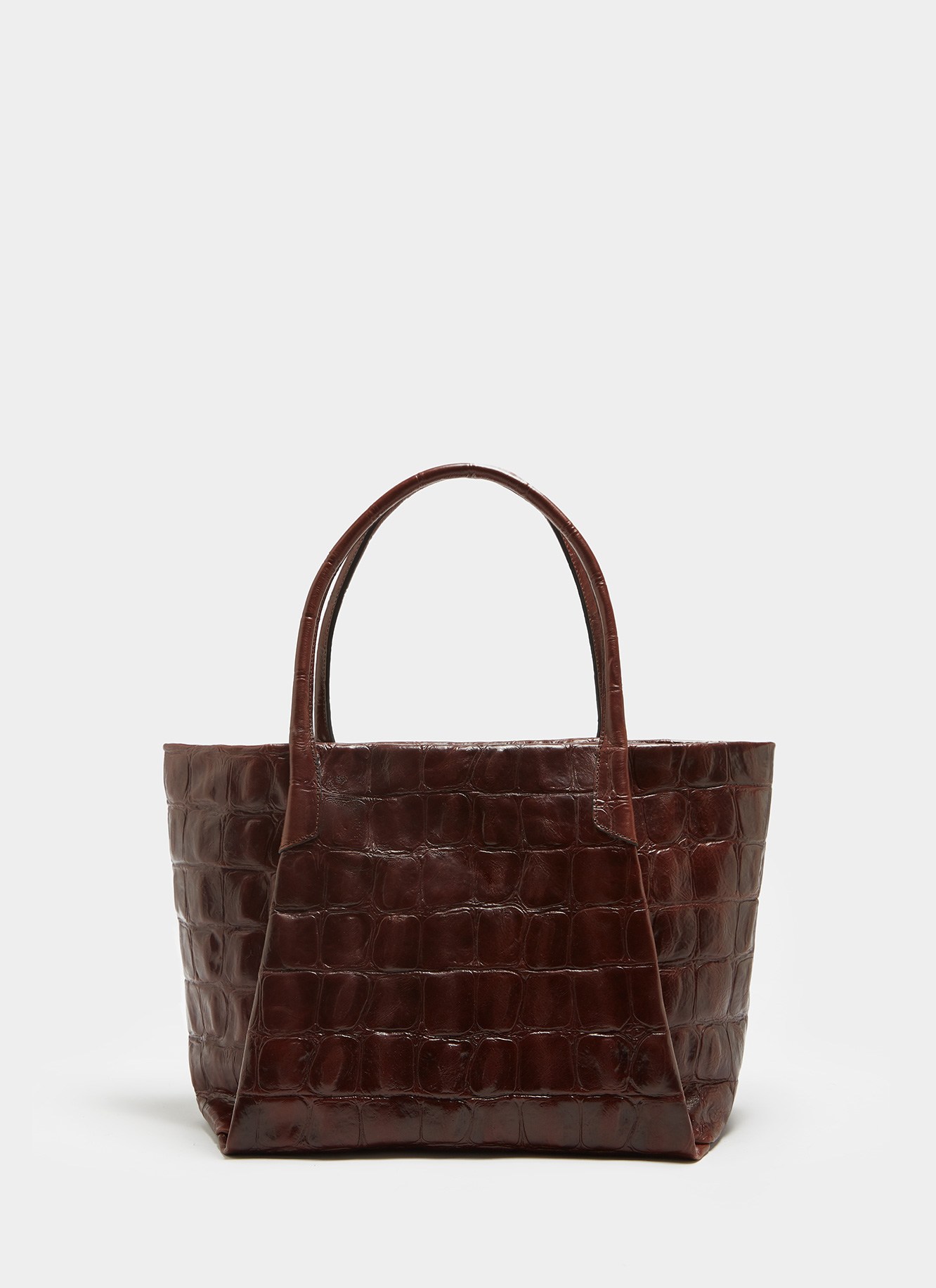 Crocodile embossed leather shopper bag image number 0